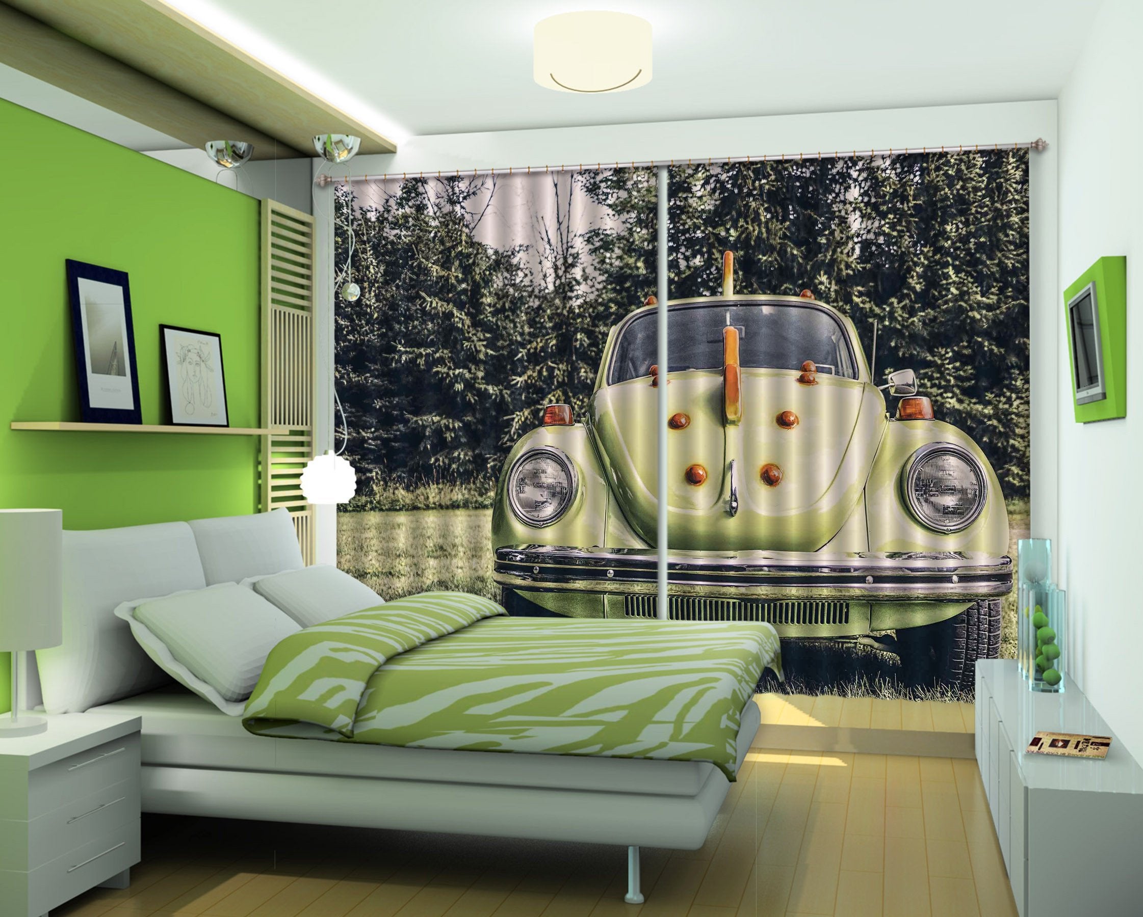 3D Classic Car 335 Curtains Drapes Wallpaper AJ Wallpaper 