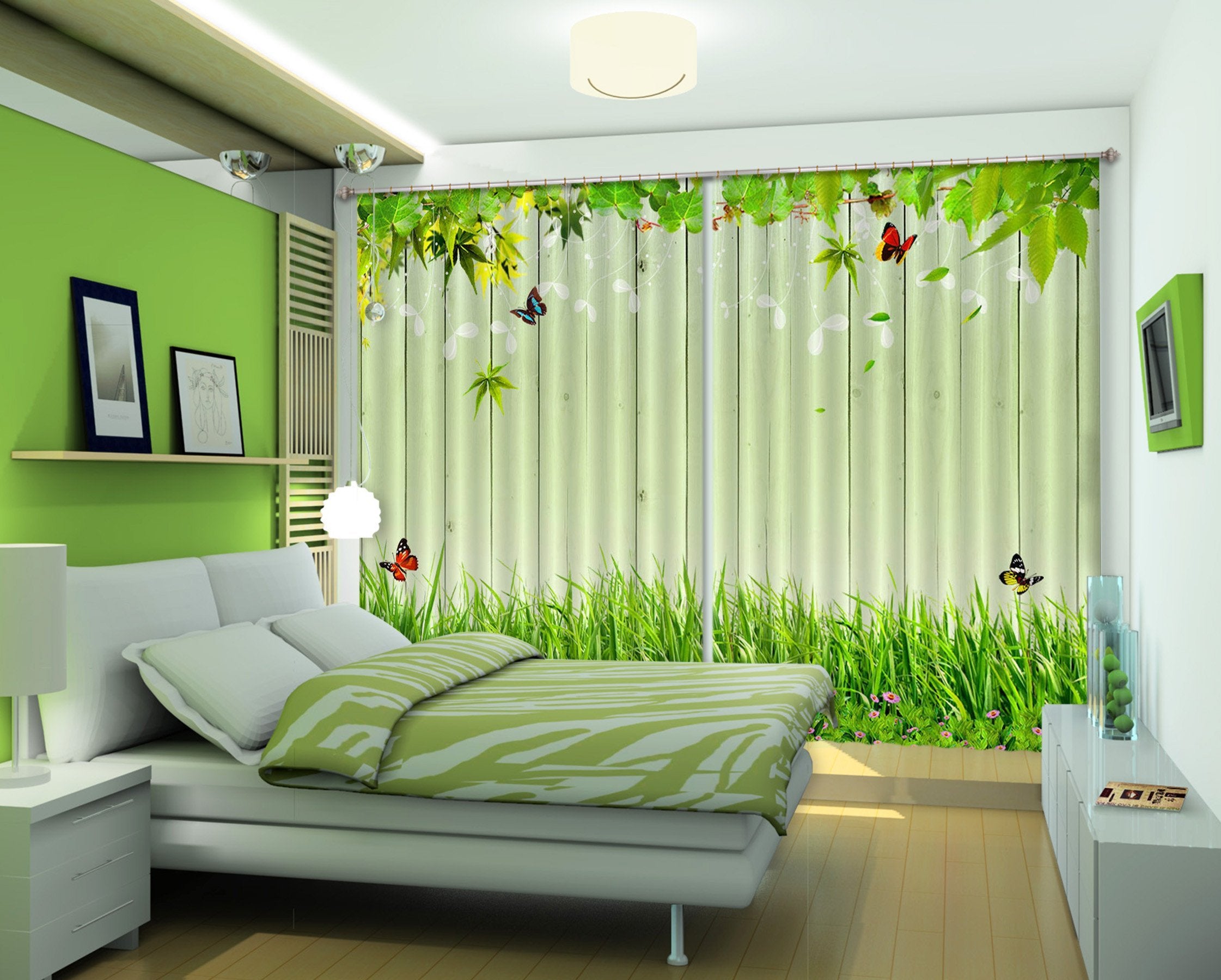 3D Wood Boards Leaves 234 Curtains Drapes Wallpaper AJ Wallpaper 
