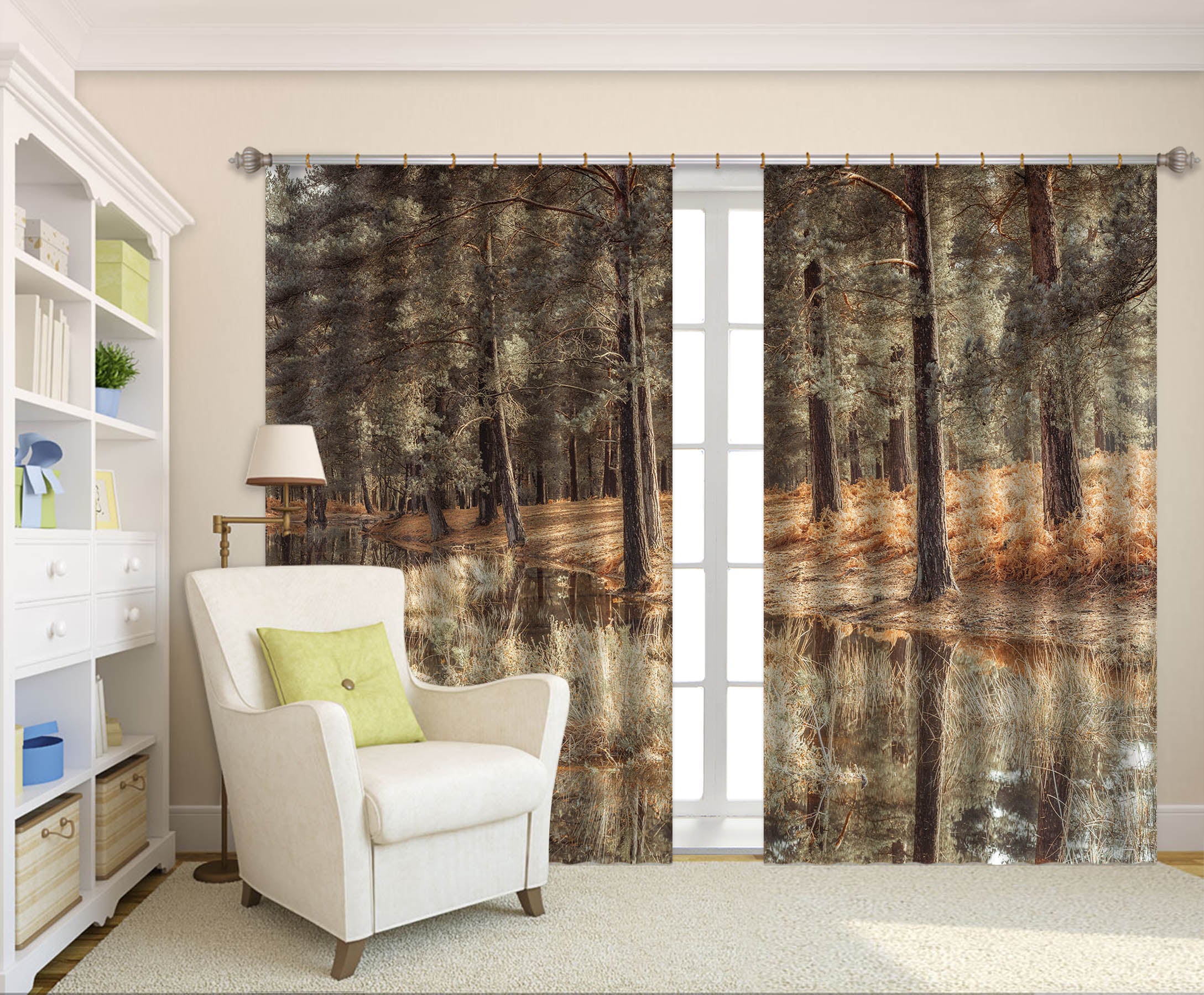 3D Pine Forest 6373 Assaf Frank Curtain Curtains Drapes