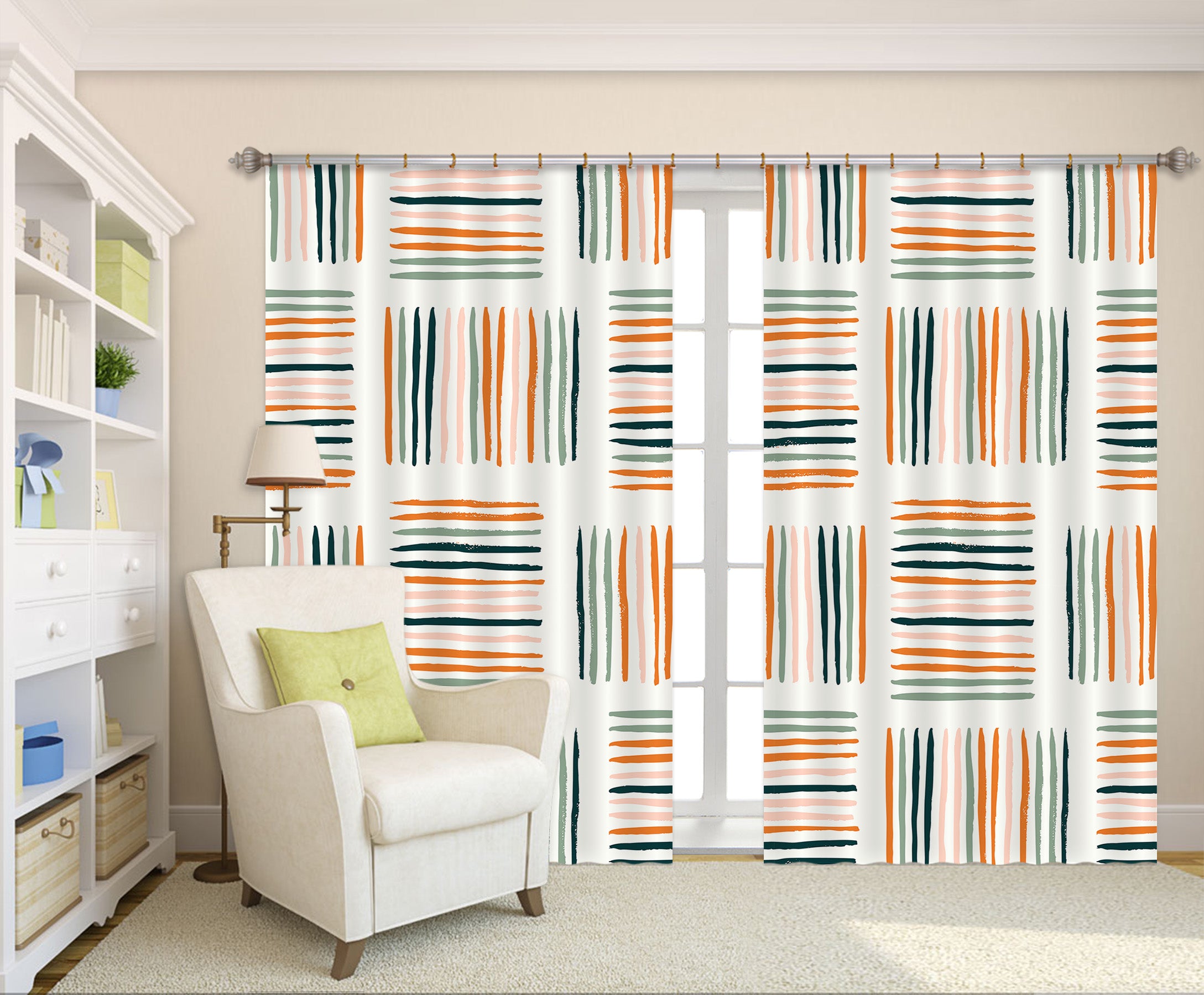 3D Colorful Lines Stripes 111109 Kashmira Jayaprakash Curtain Curtains Drapes