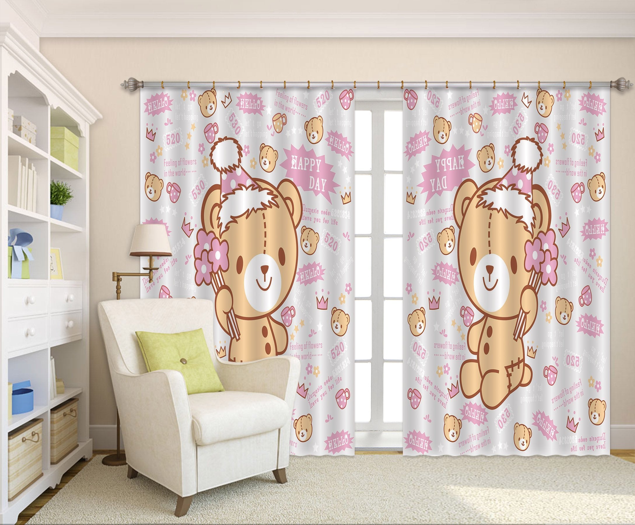 3D Lovely Doll Bear 2351 Curtains Drapes Wallpaper AJ Wallpaper 