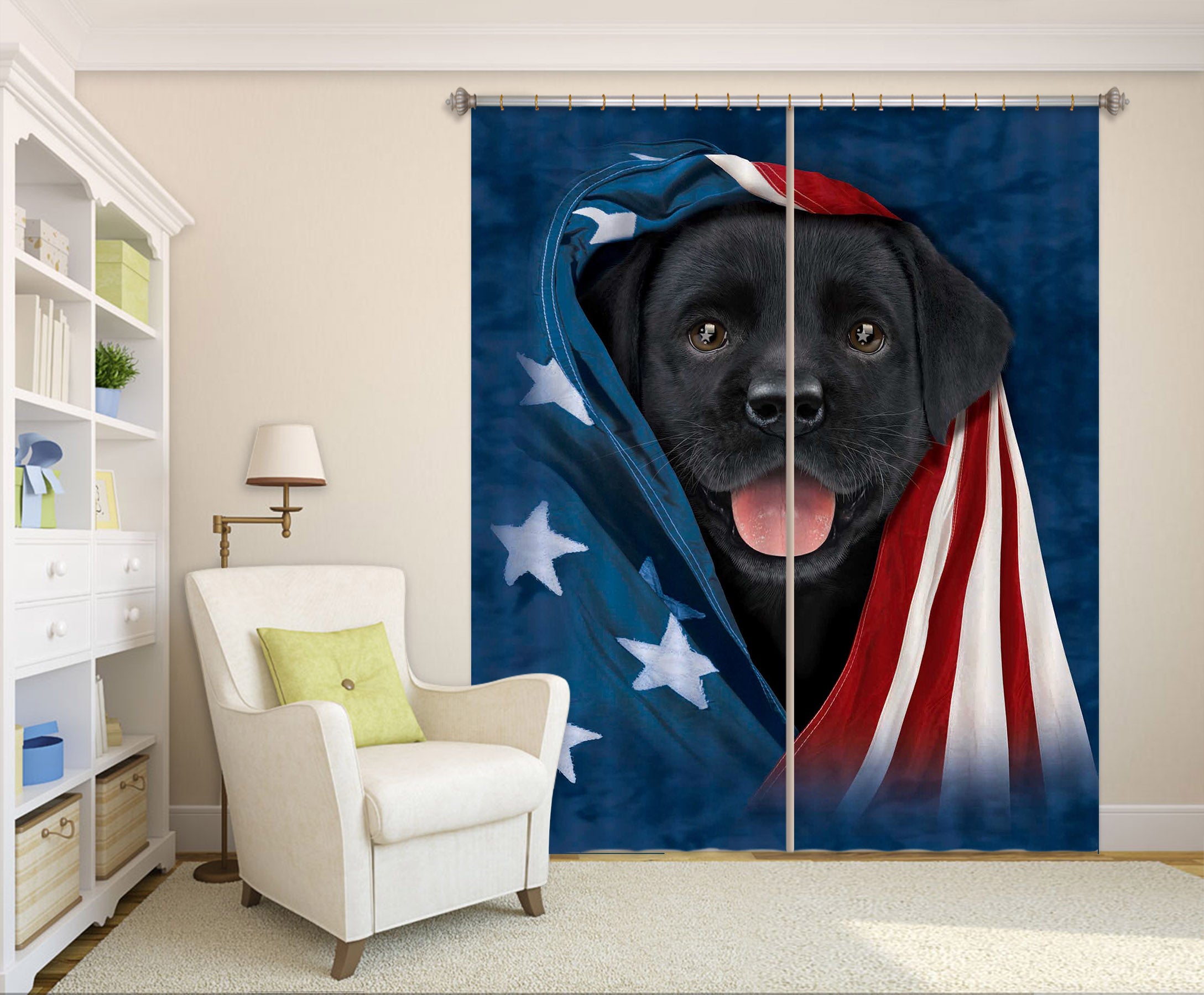 3D Cute Dog 002 Vincent Hie Curtain Curtains Drapes