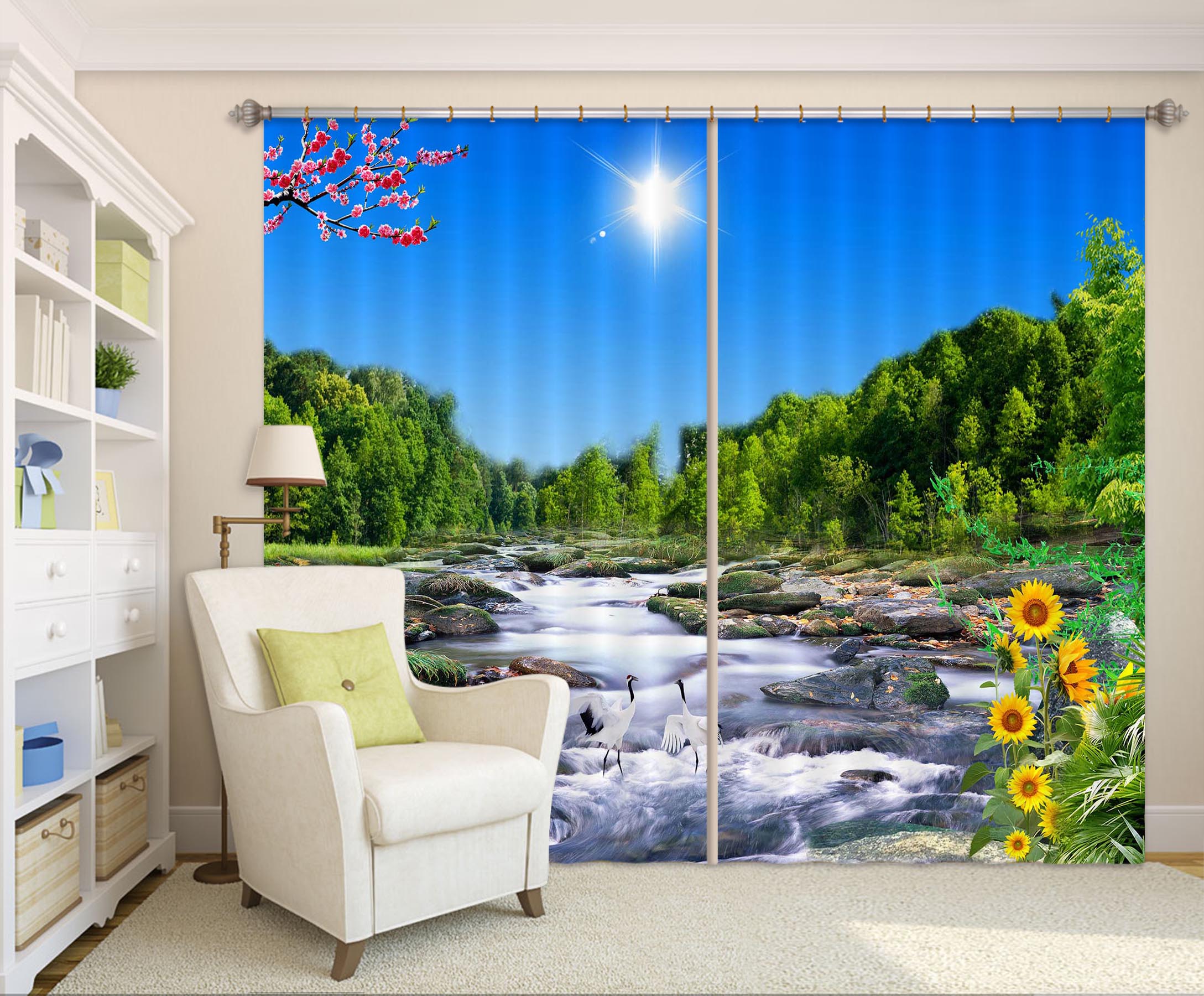 3D Canyon Stream 820 Curtains Drapes