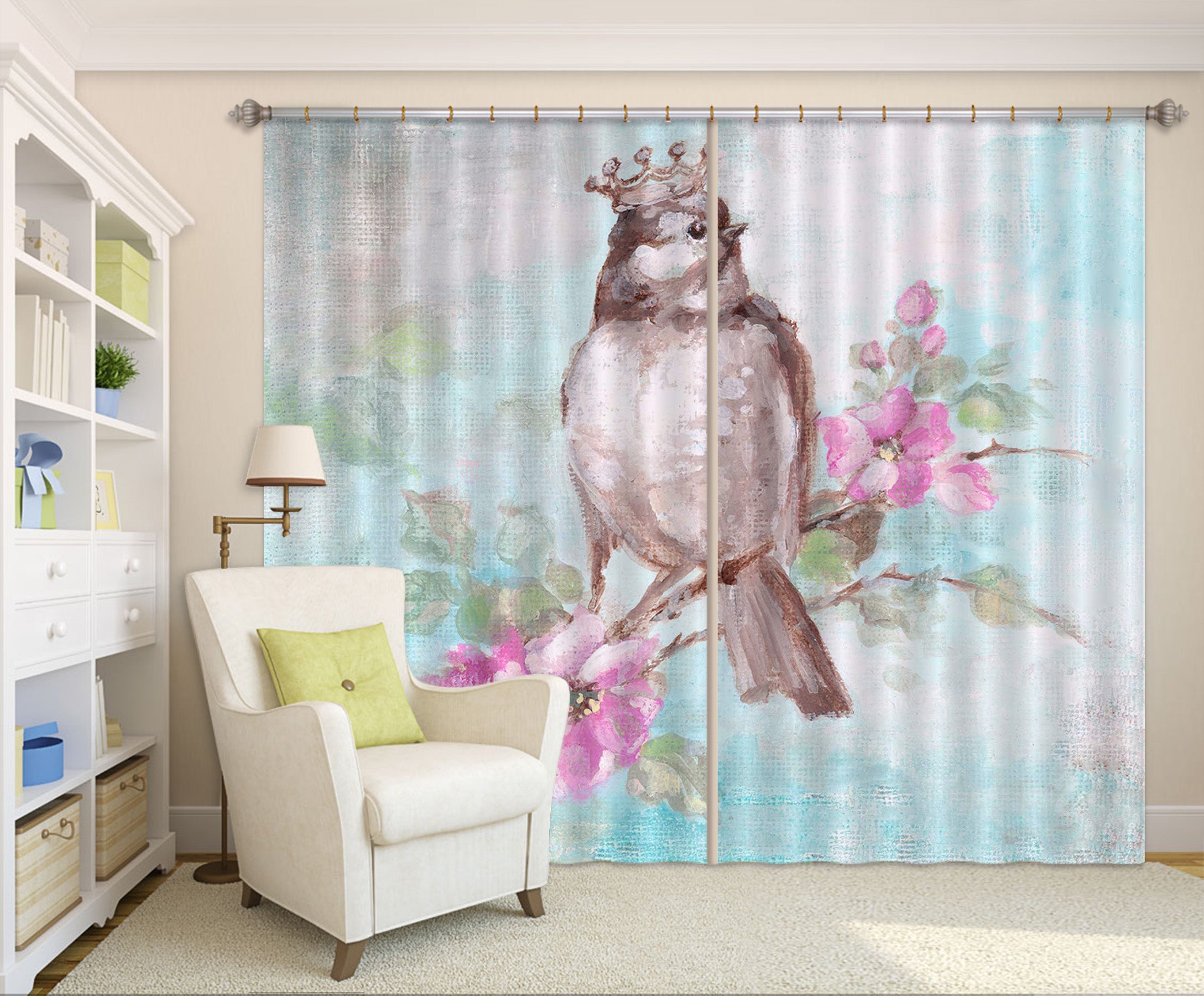 3D Bird Crown Flower Branch 3027 Debi Coules Curtain Curtains Drapes