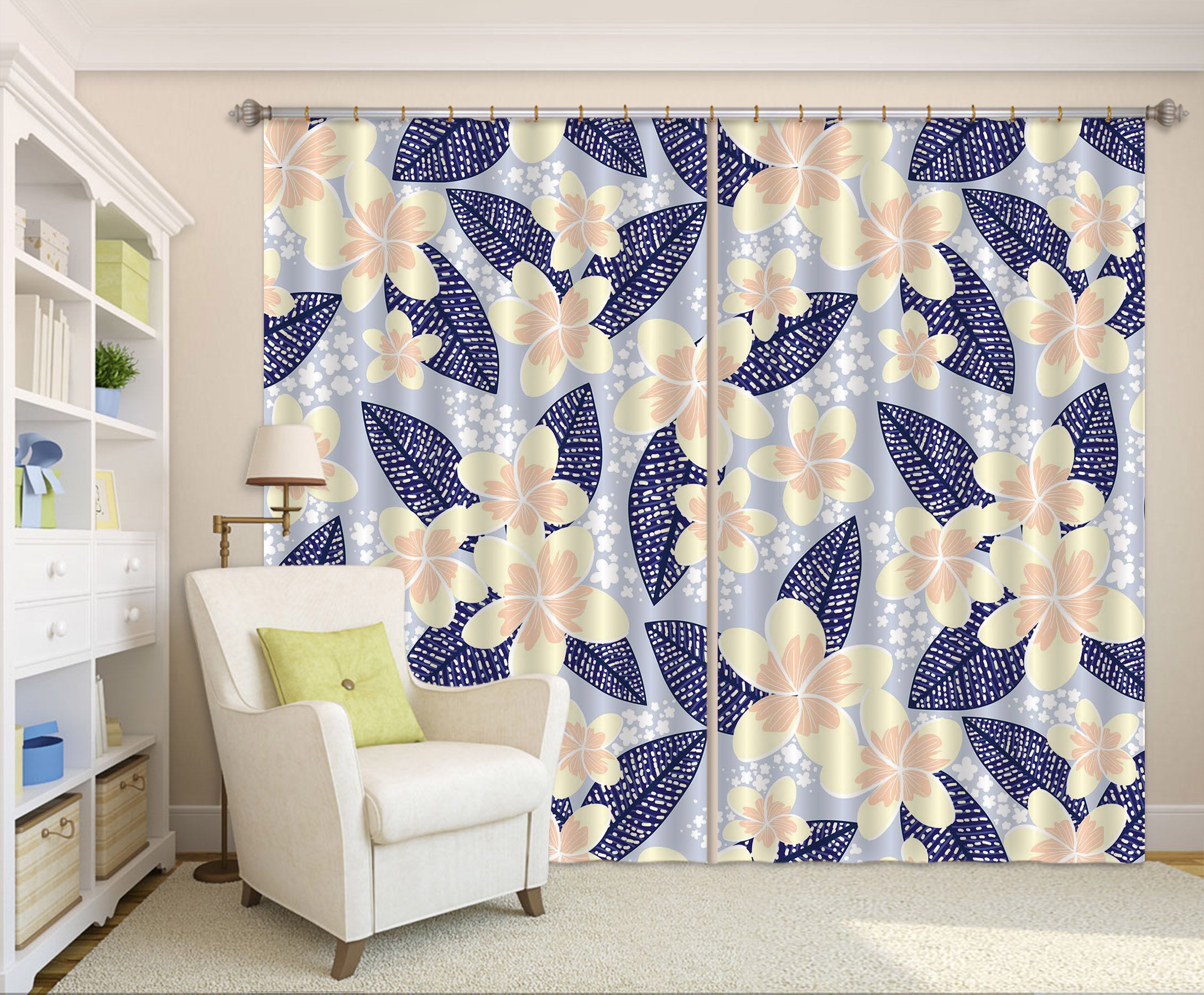 3D Flowers Leaves Pattern 11134 Kashmira Jayaprakash Curtain Curtains Drapes