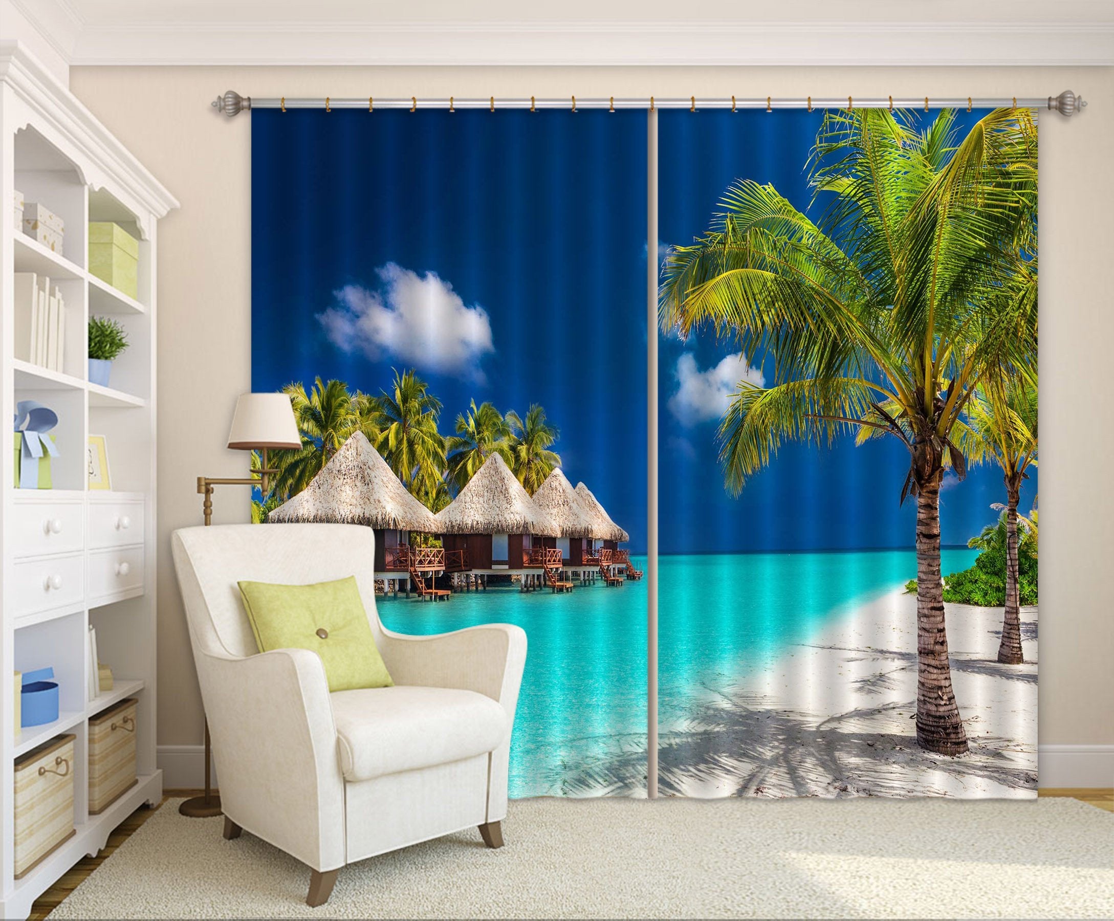 3D Pavilion Sea Scenery Curtains Drapes Wallpaper AJ Wallpaper 