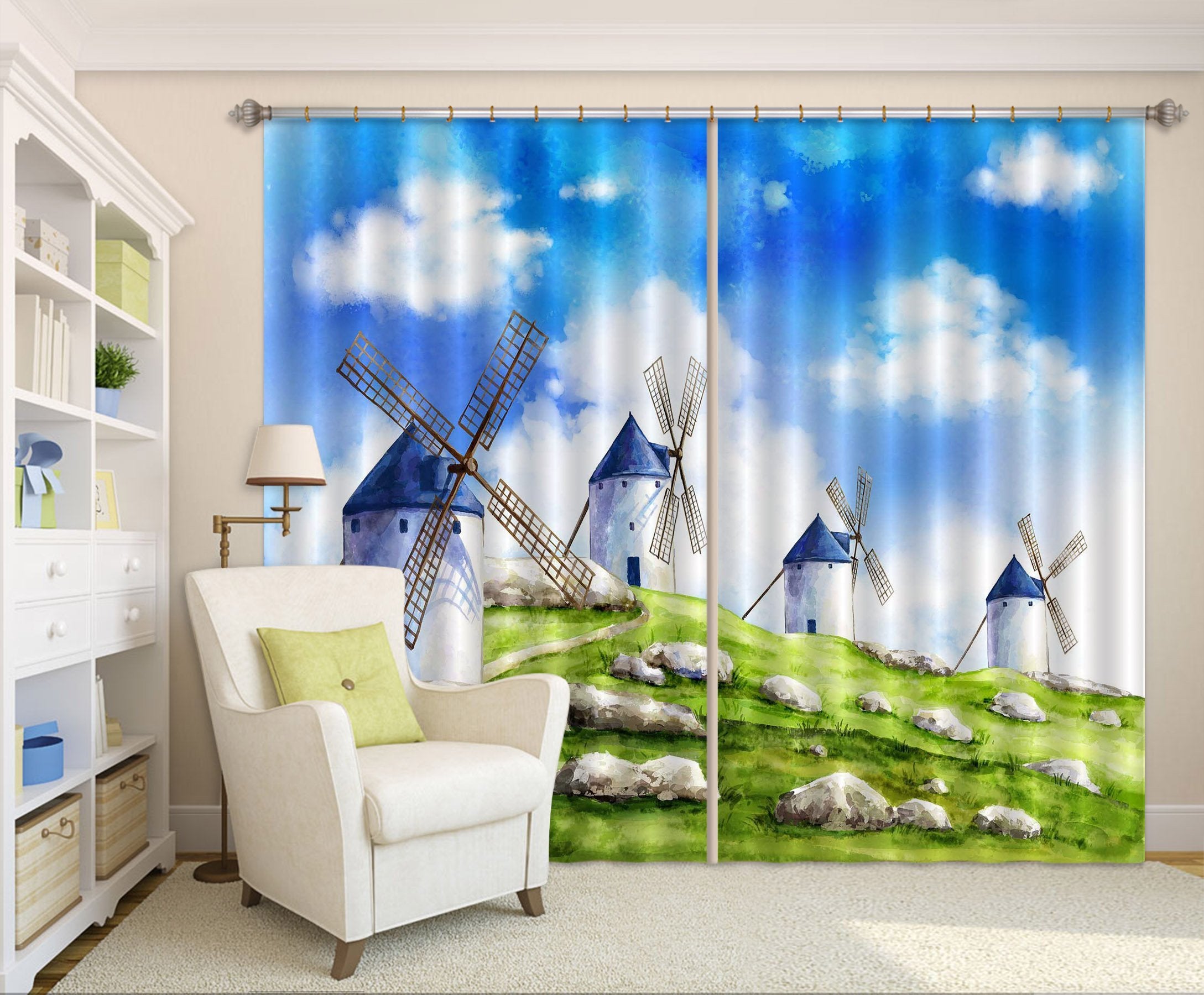 3D Windmills 2438 Curtains Drapes Wallpaper AJ Wallpaper 