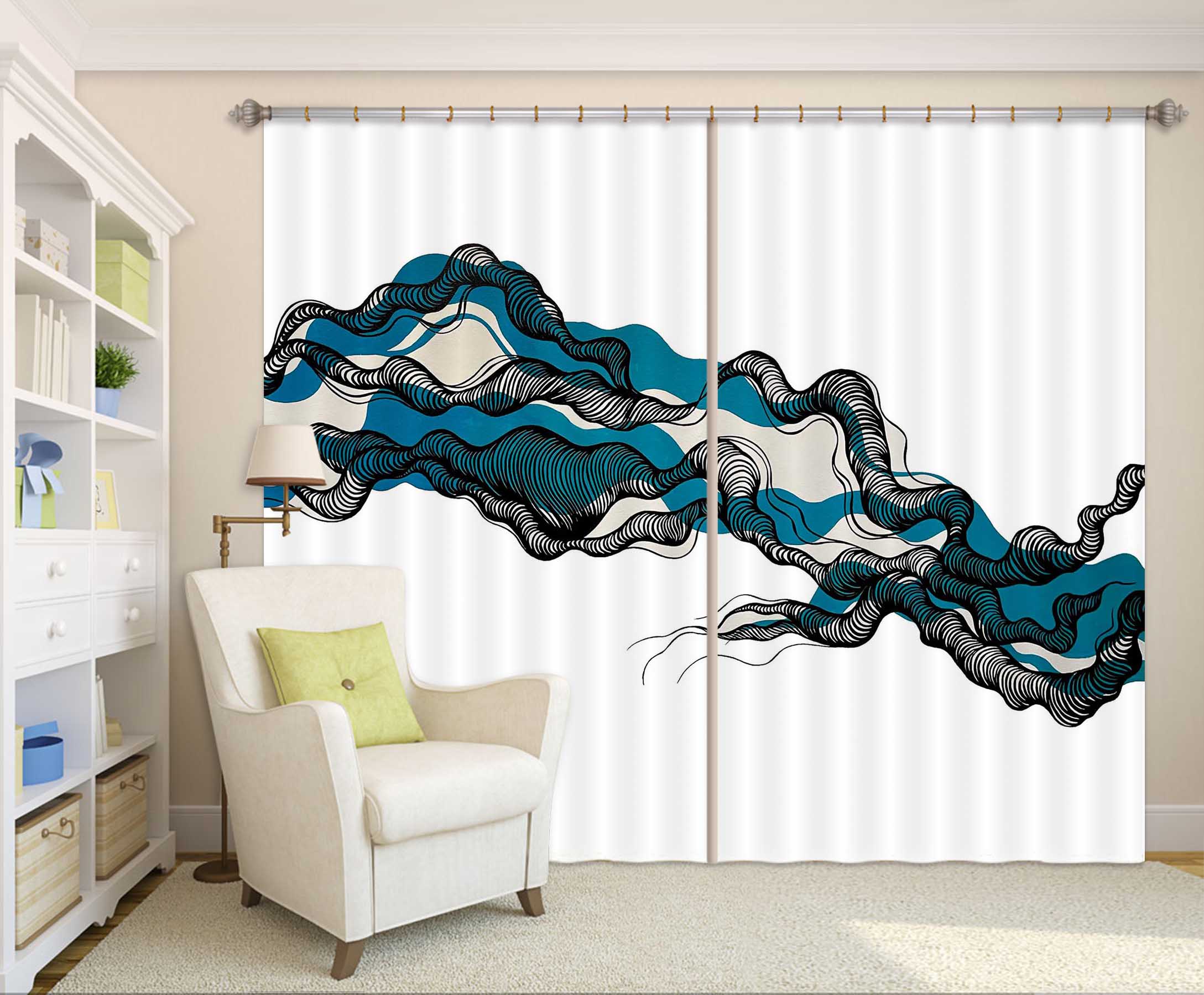 3D Blue Texture 378 Jacqueline Reynoso Curtain Curtains Drapes
