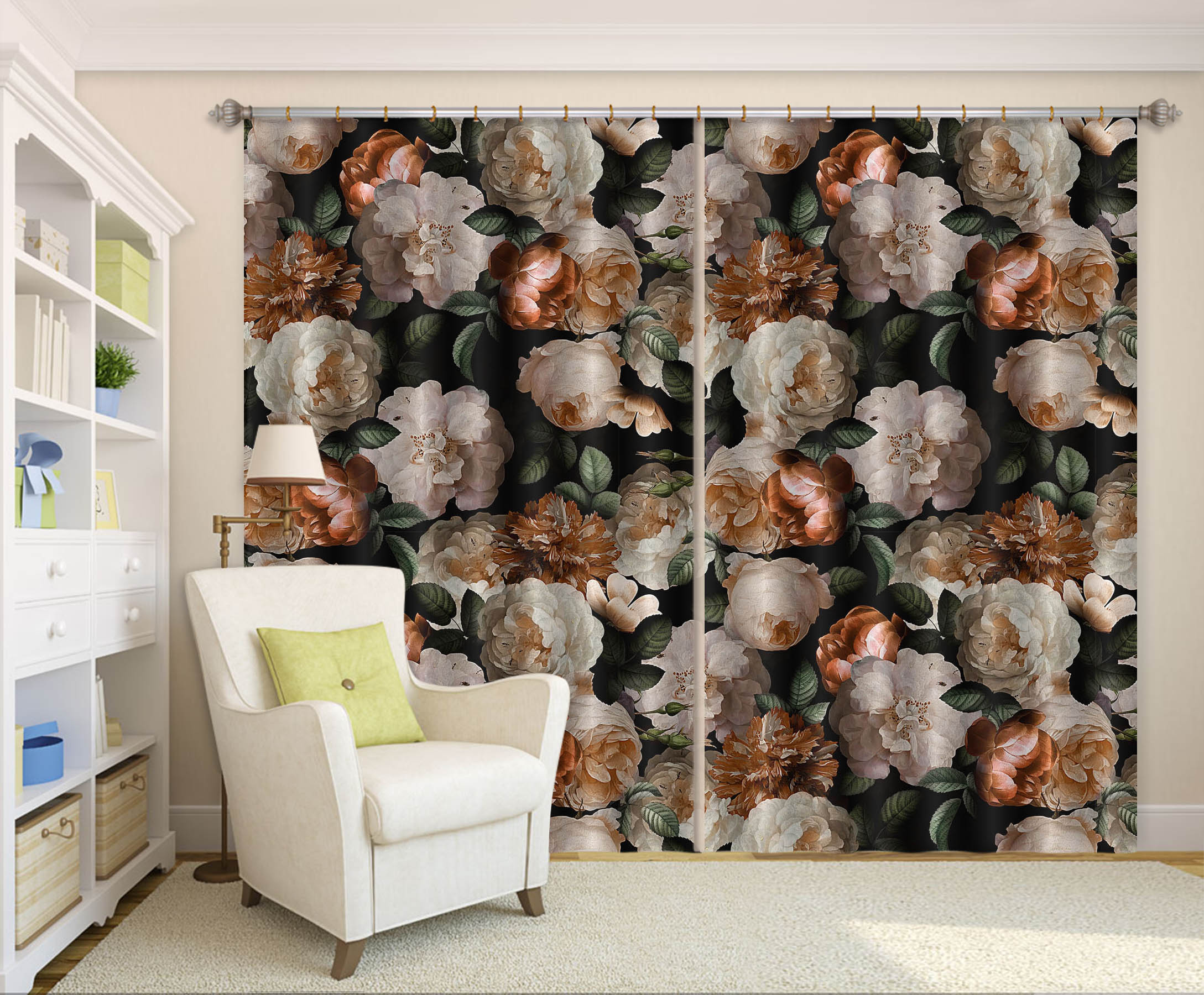 3D Flower Cluster 112 Uta Naumann Curtain Curtains Drapes