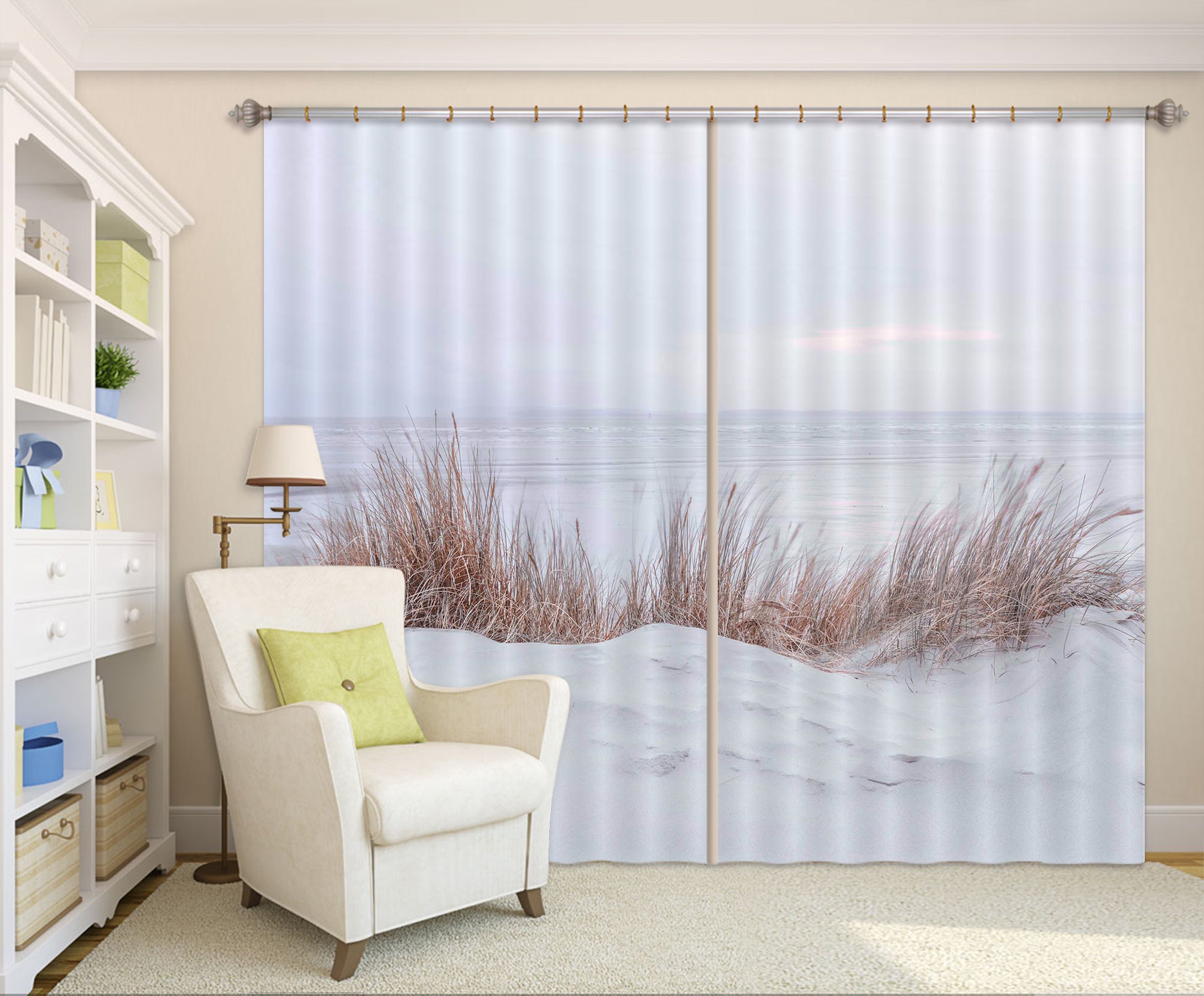 3D White Sand Beach 094 Assaf Frank Curtain Curtains Drapes