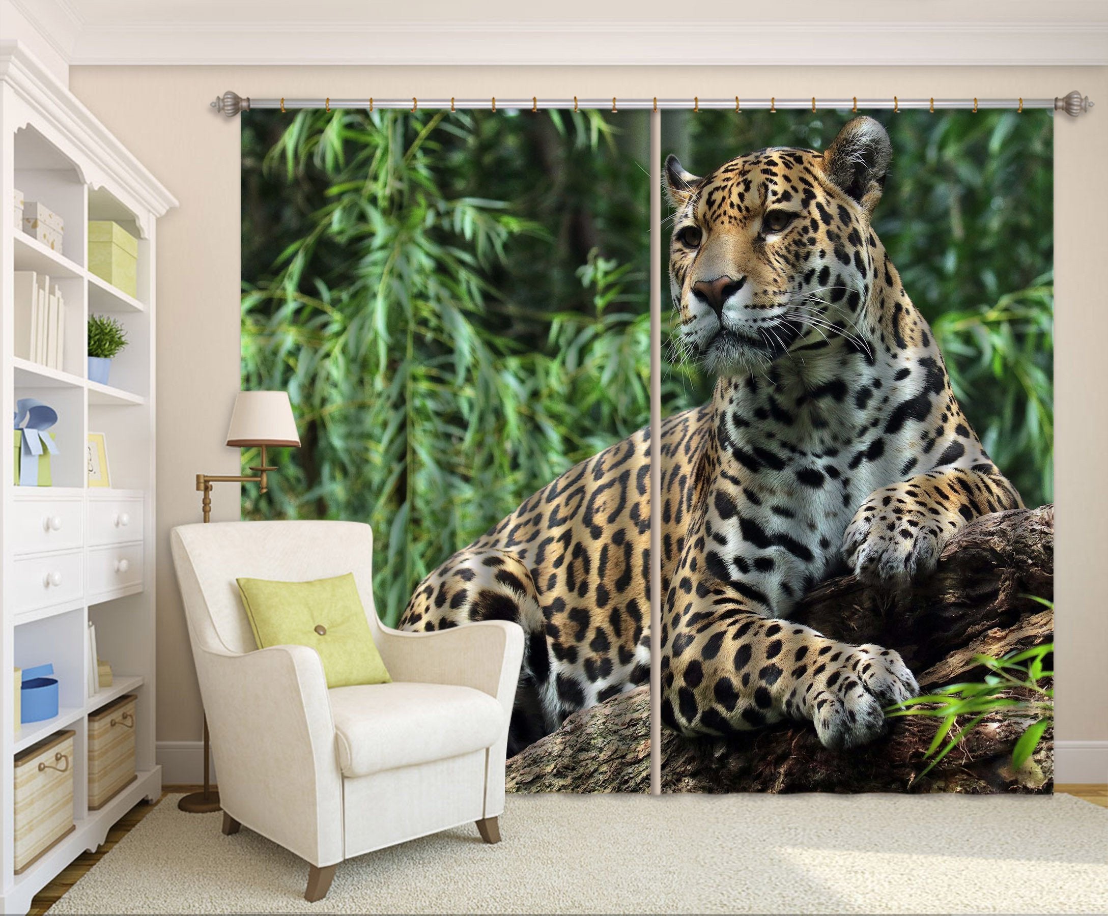 3D Resting Leopard Curtains Drapes Wallpaper AJ Wallpaper 