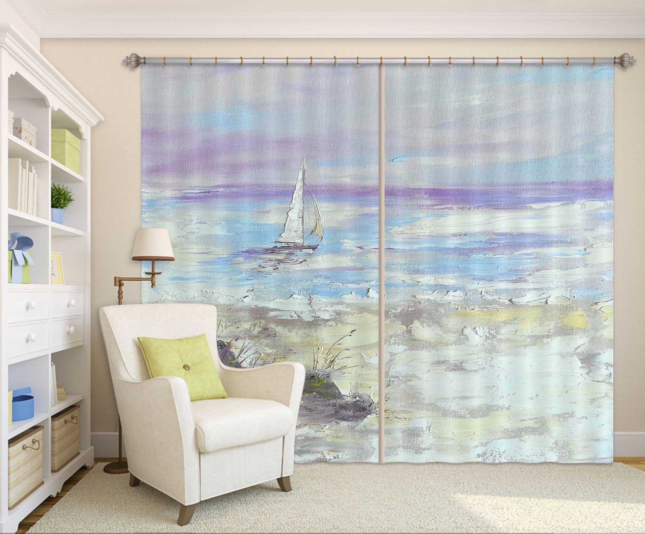 3D Ocean Sailboat 3003 Skromova Marina Curtain Curtains Drapes