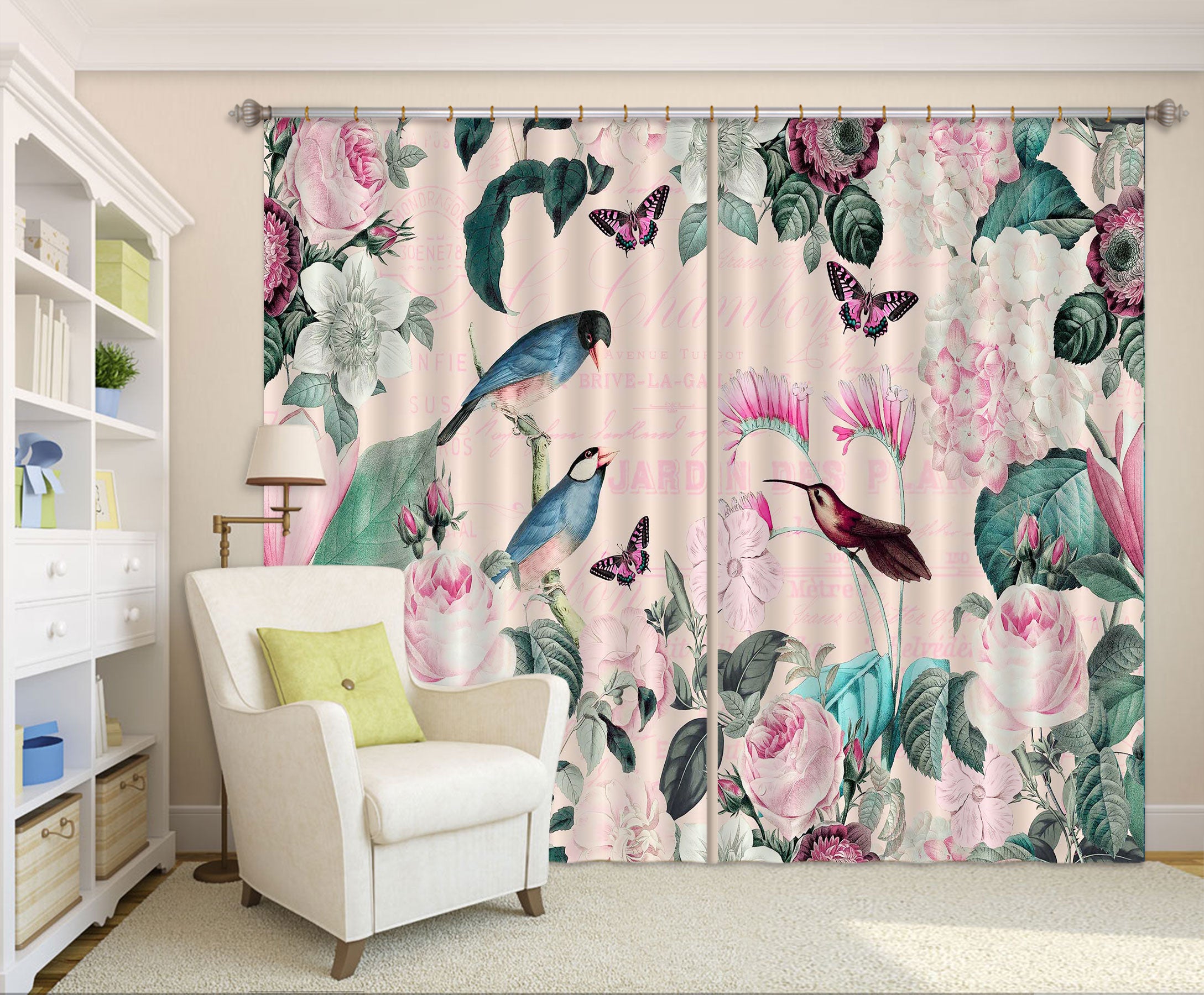 3D Magpie Butterfly 019 Andrea haase Curtain Curtains Drapes