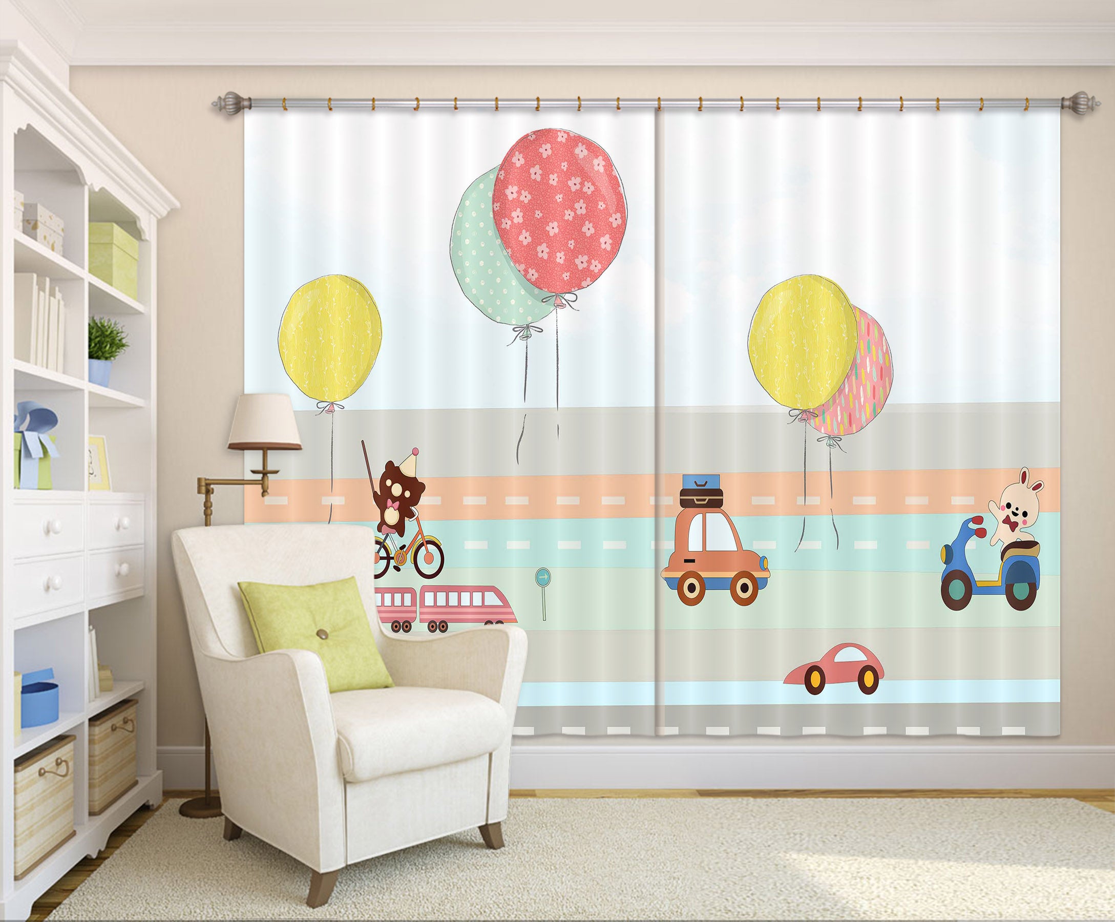 3D Colorful Balloons 742 Curtains Drapes