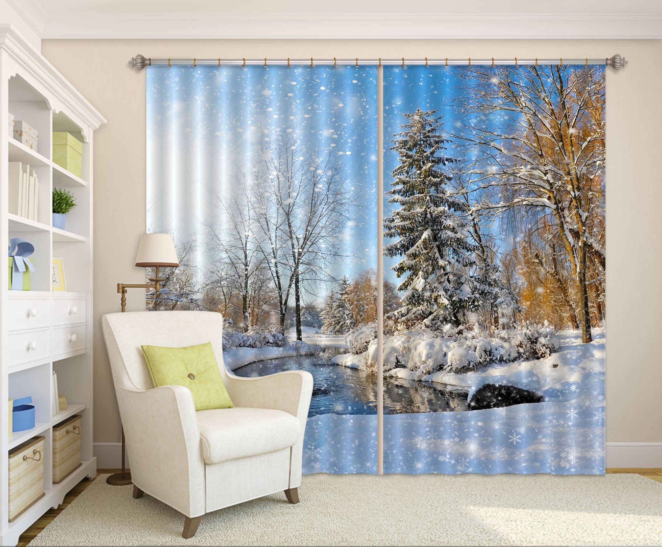 3D Snow Scenery Curtains Drapes Wallpaper AJ Wallpaper 