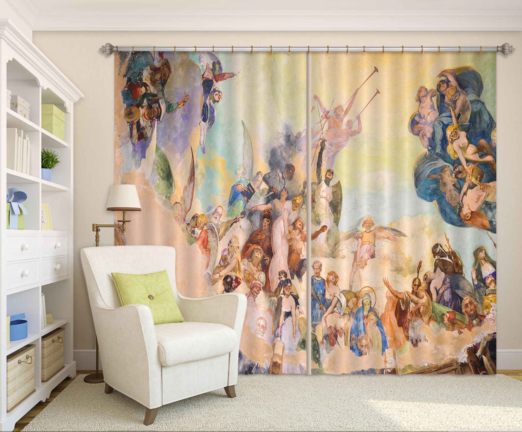 3D Horn Angel Flying 023 Curtains Drapes Curtains AJ Creativity Home 