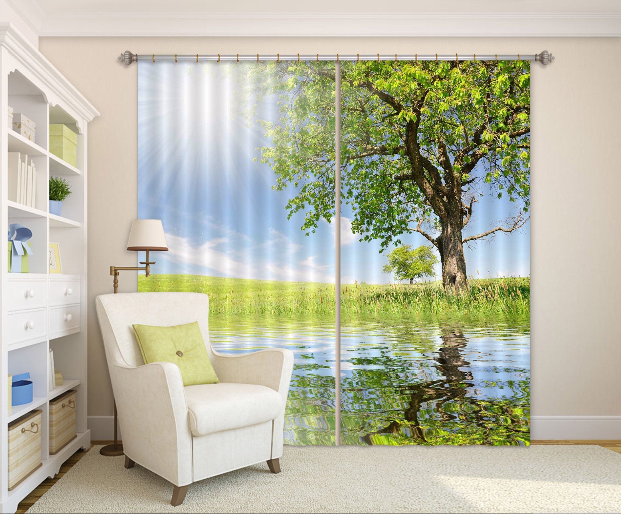 3D Grassland Tree 106 Curtains Drapes Wallpaper AJ Wallpaper 