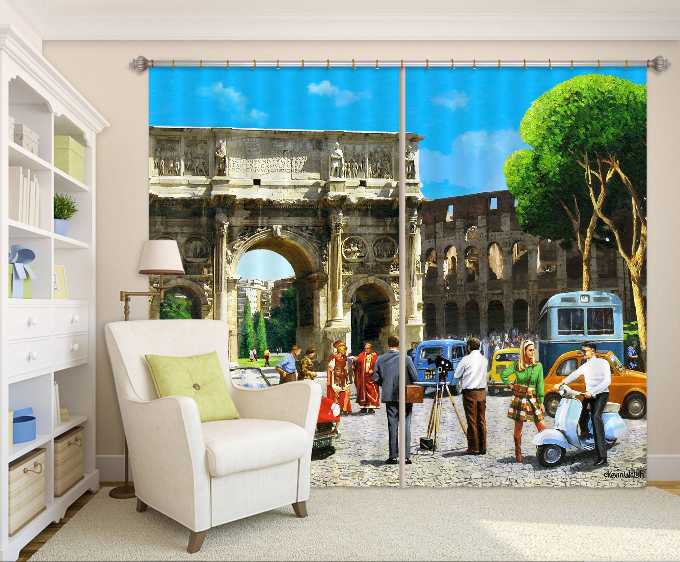 3D Car Pedestrian 153 Kevin Walsh Curtain Curtains Drapes