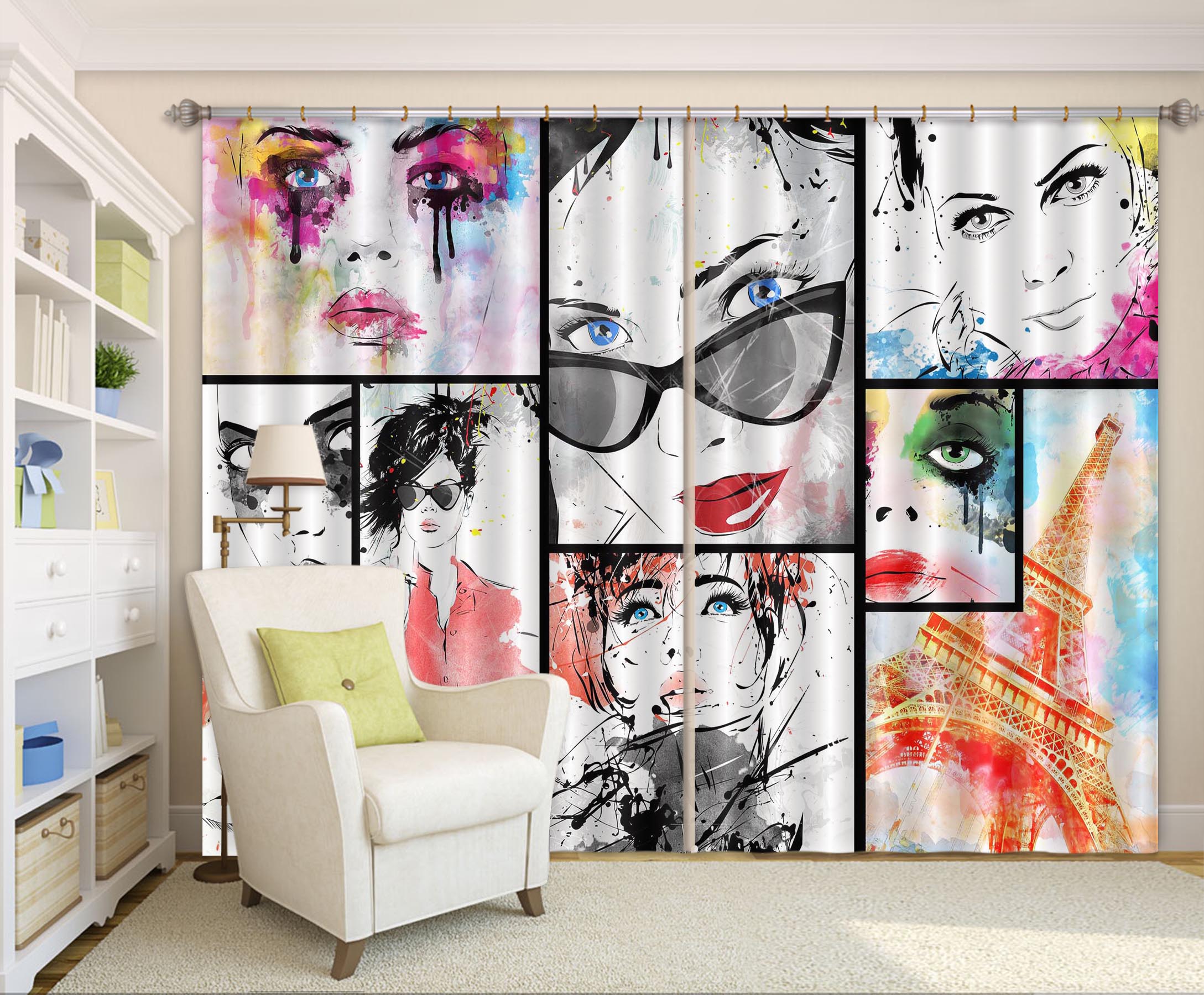 3D Fashion Girl 771 Curtains Drapes