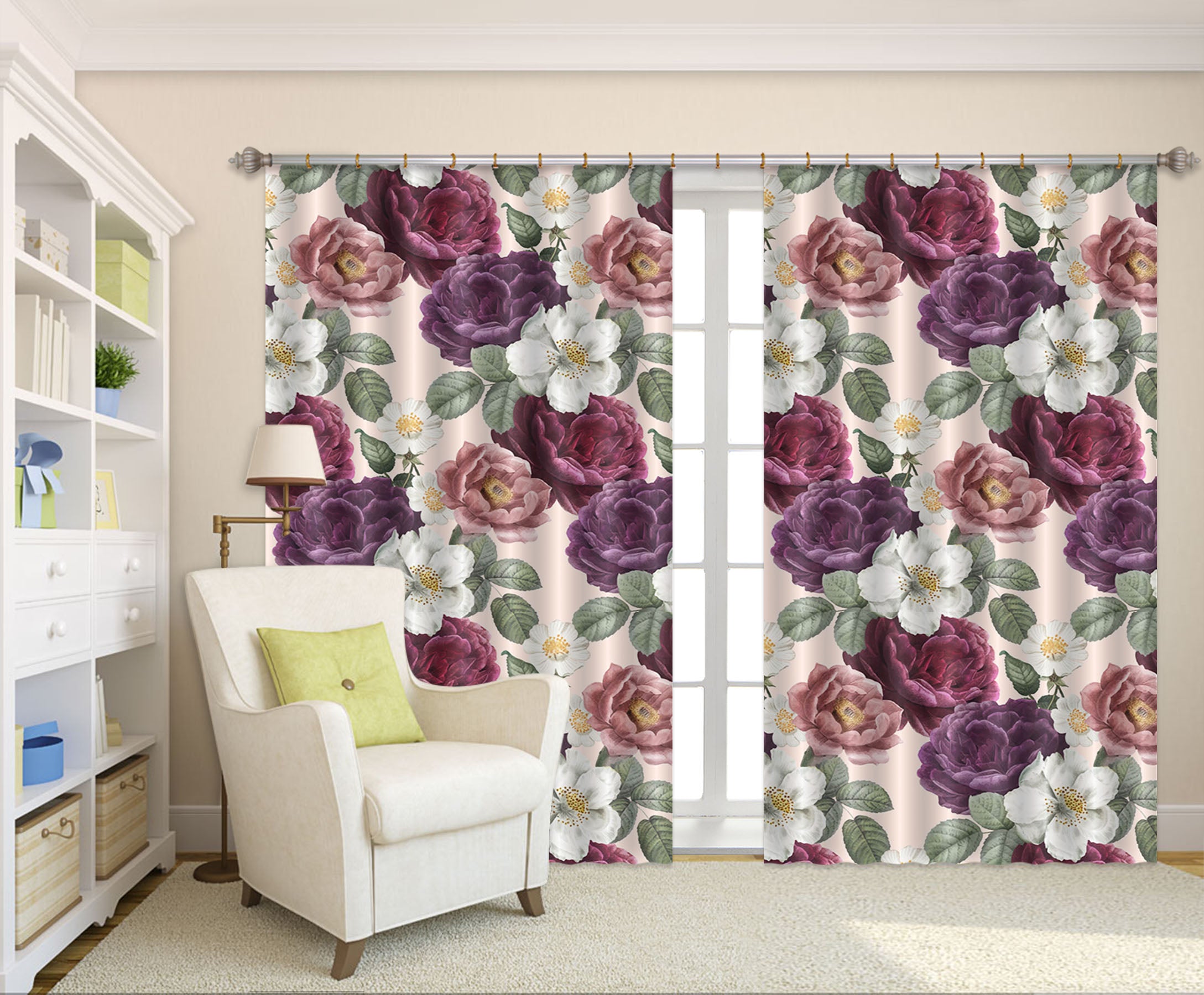 3D Color Rose 757 Curtains Drapes