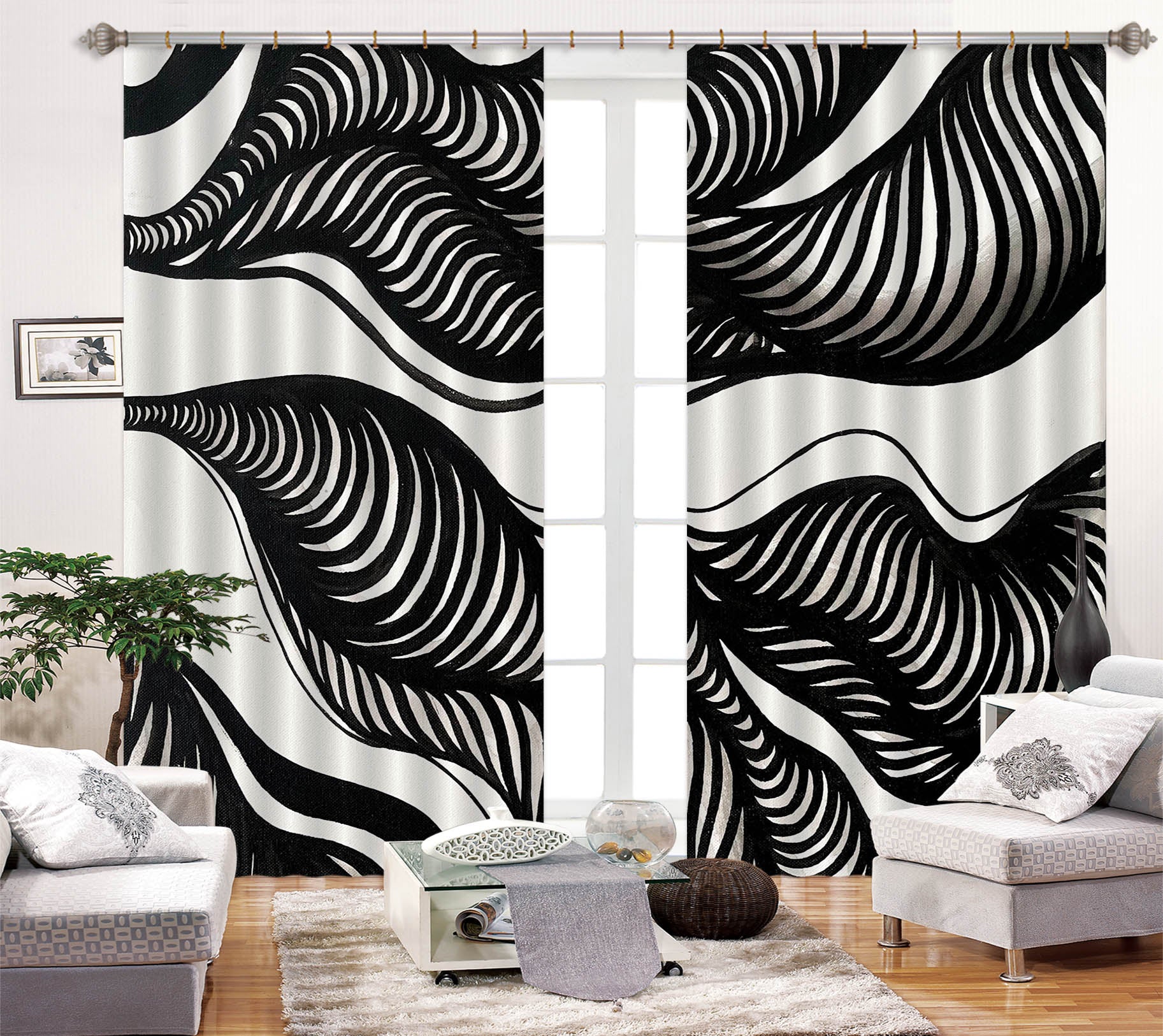 3D Black Wind 390 Jacqueline Reynoso Curtain Curtains Drapes