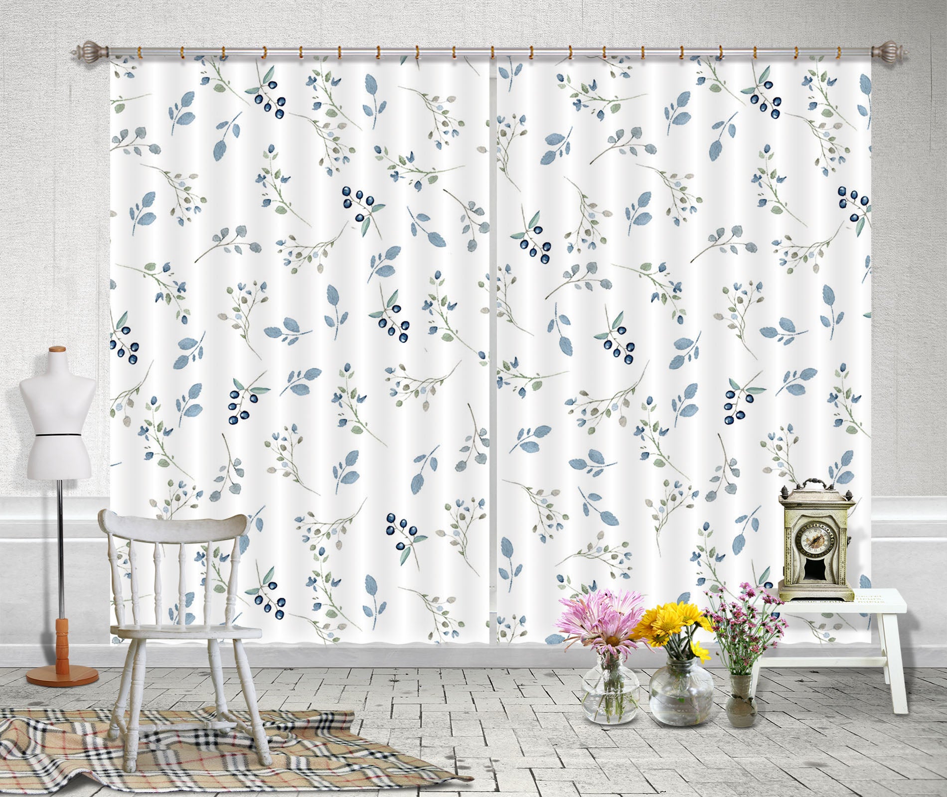 3D Blueberry Pattern 106 Uta Naumann Curtain Curtains Drapes