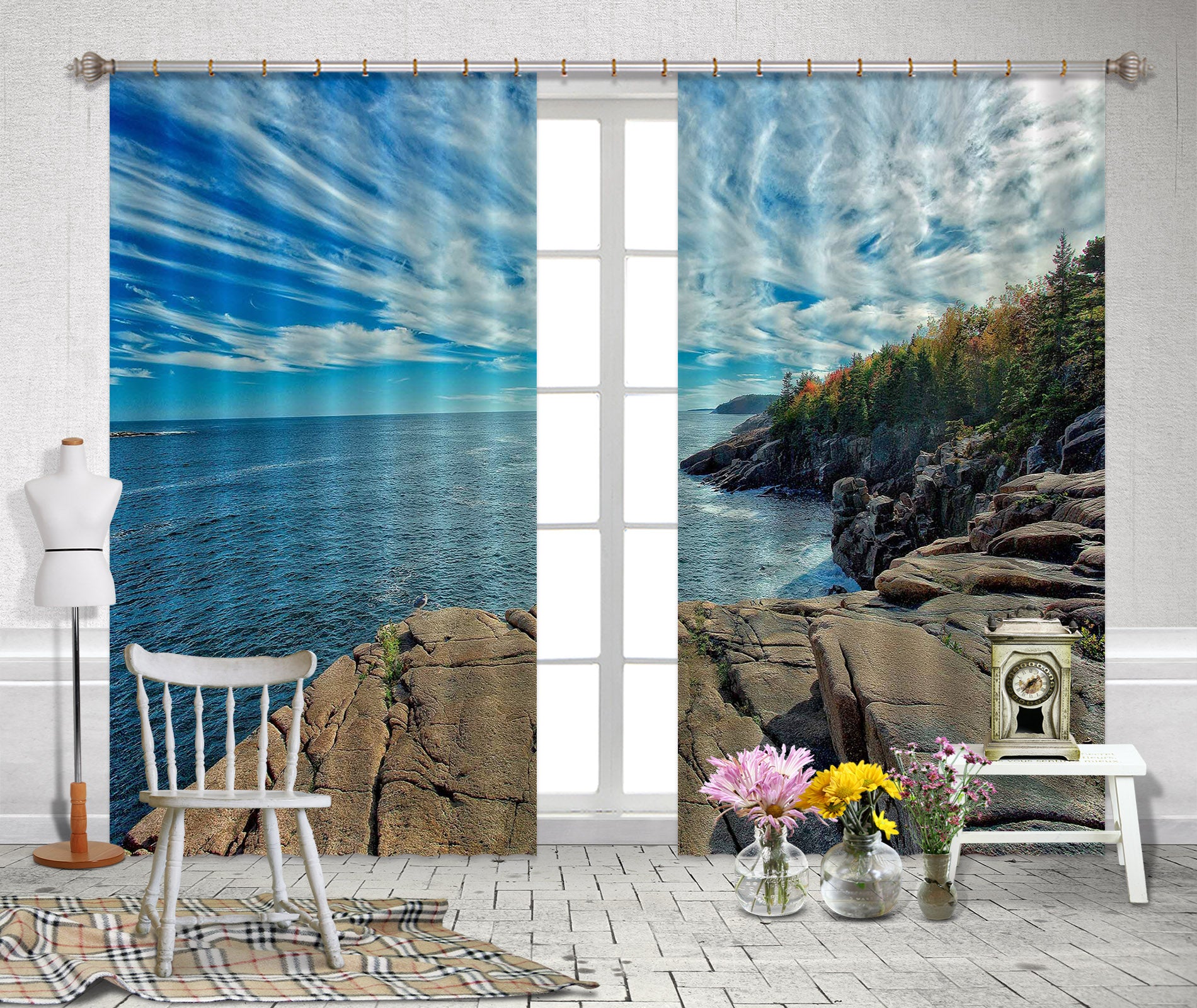 3D Coastal Maine 62139 Kathy Barefield Curtain Curtains Drapes