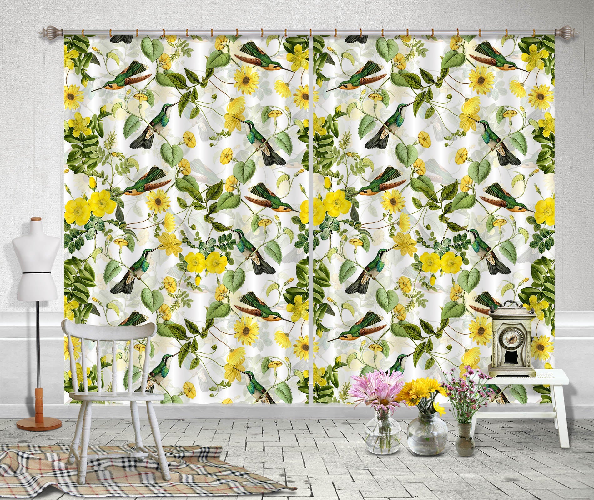 3D Yellow Flowers 173 Uta Naumann Curtain Curtains Drapes