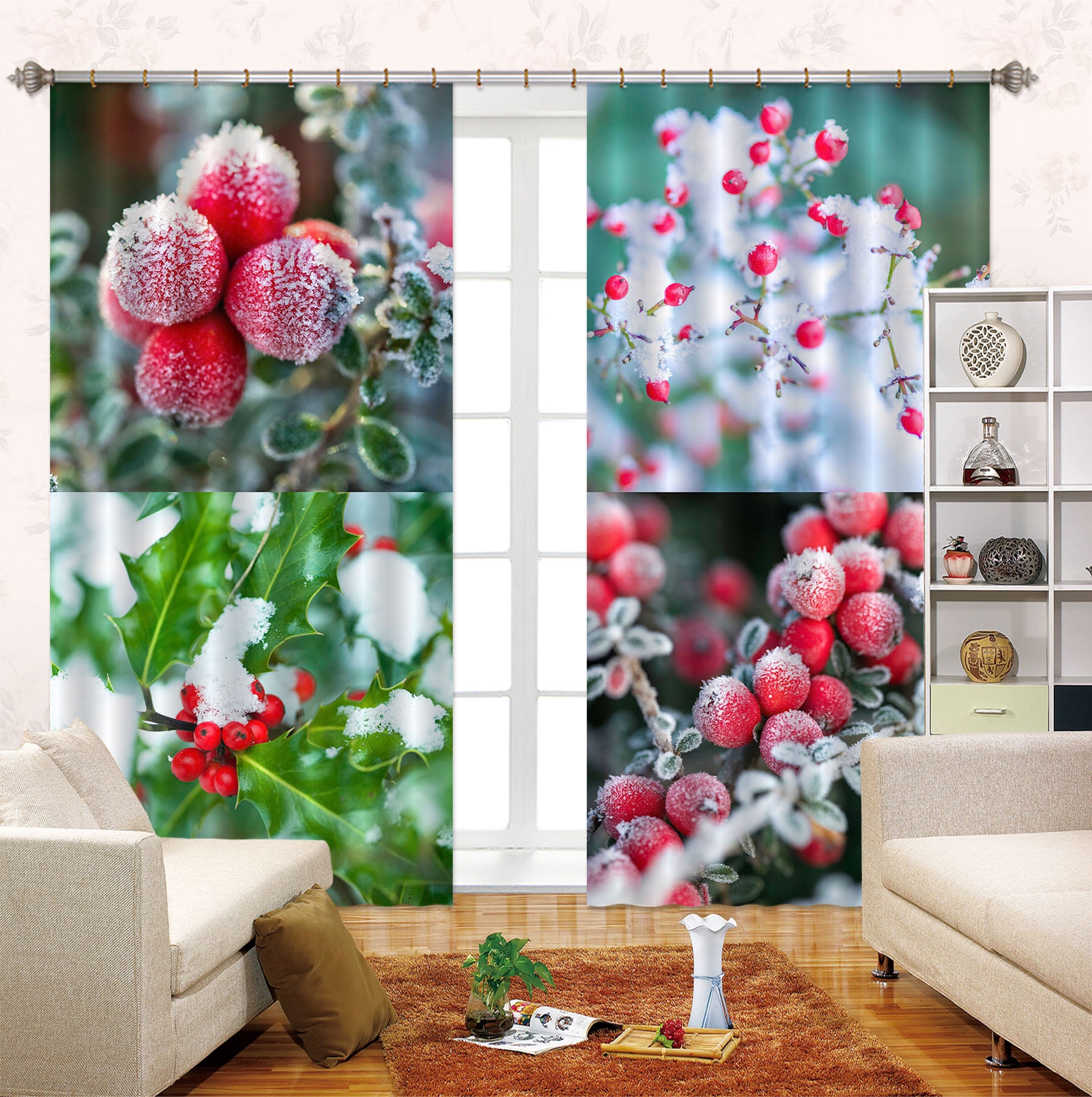 3D Winter Fruit 240 Assaf Frank Curtain Curtains Drapes