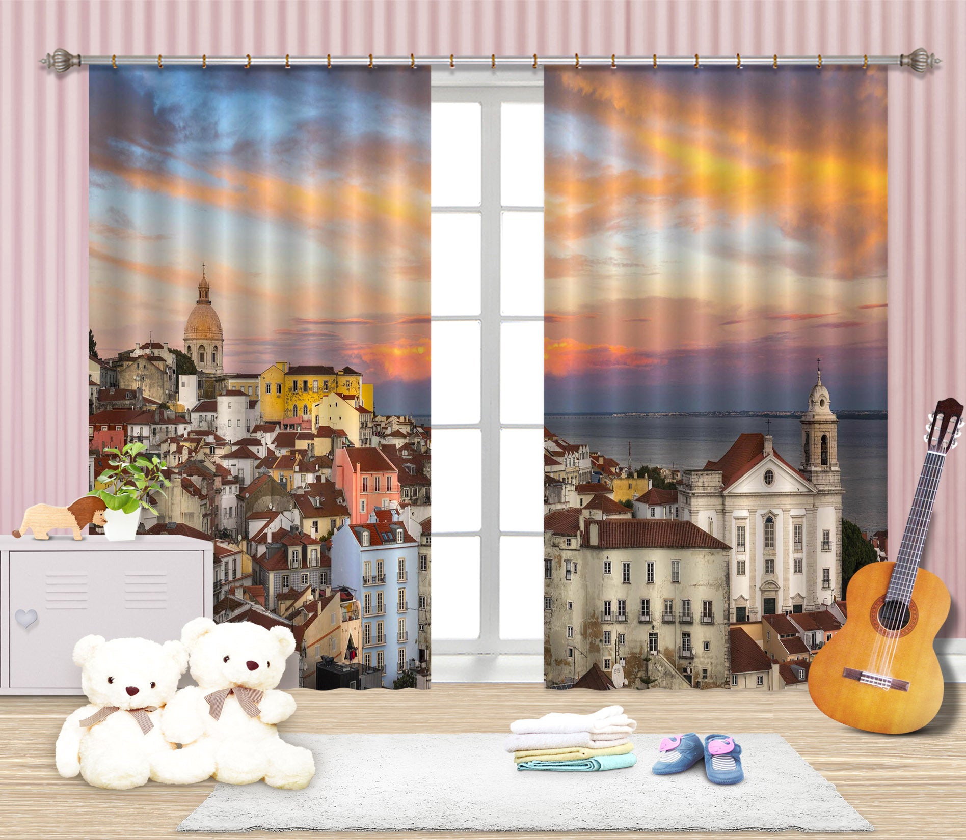 3D Sunset City 081 Marco Carmassi Curtain Curtains Drapes