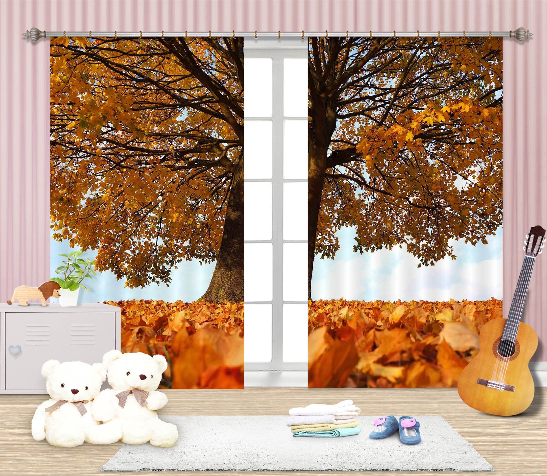 3D Autumn Leaves 826 Curtains Drapes Wallpaper AJ Wallpaper 