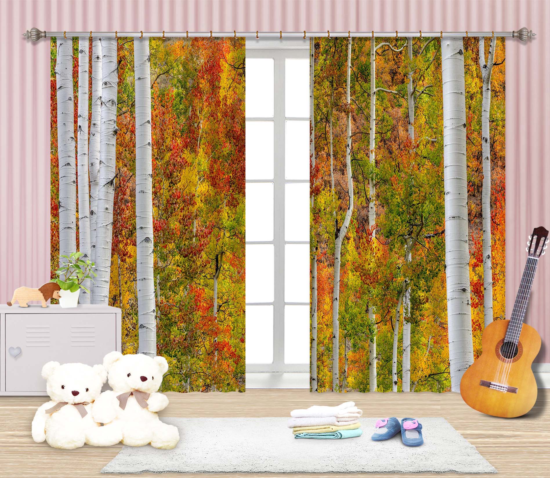3D Sunny Forest 049 Marco Carmassi Curtain Curtains Drapes