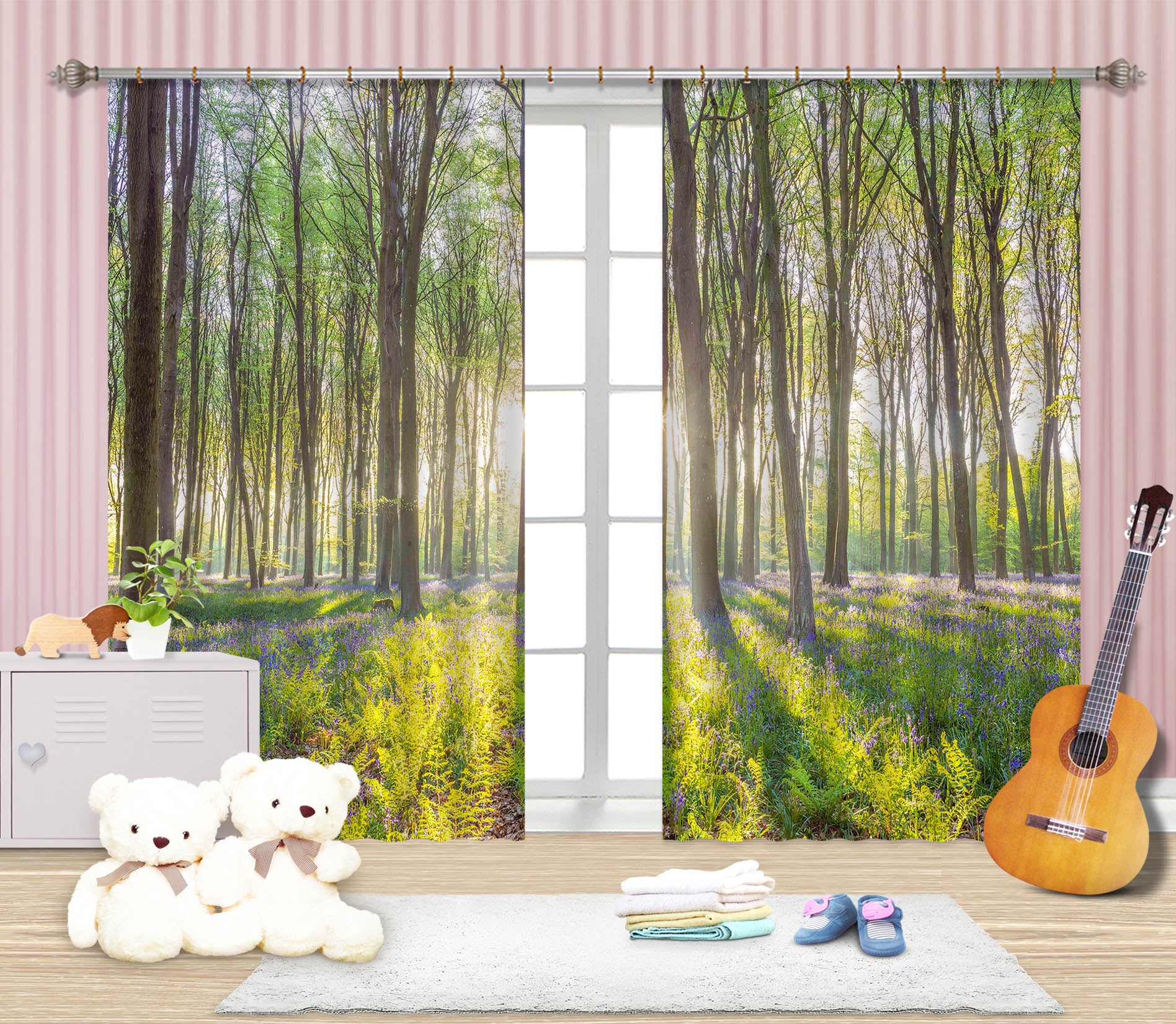 3D Sunset Forest 022 Assaf Frank Curtain Curtains Drapes