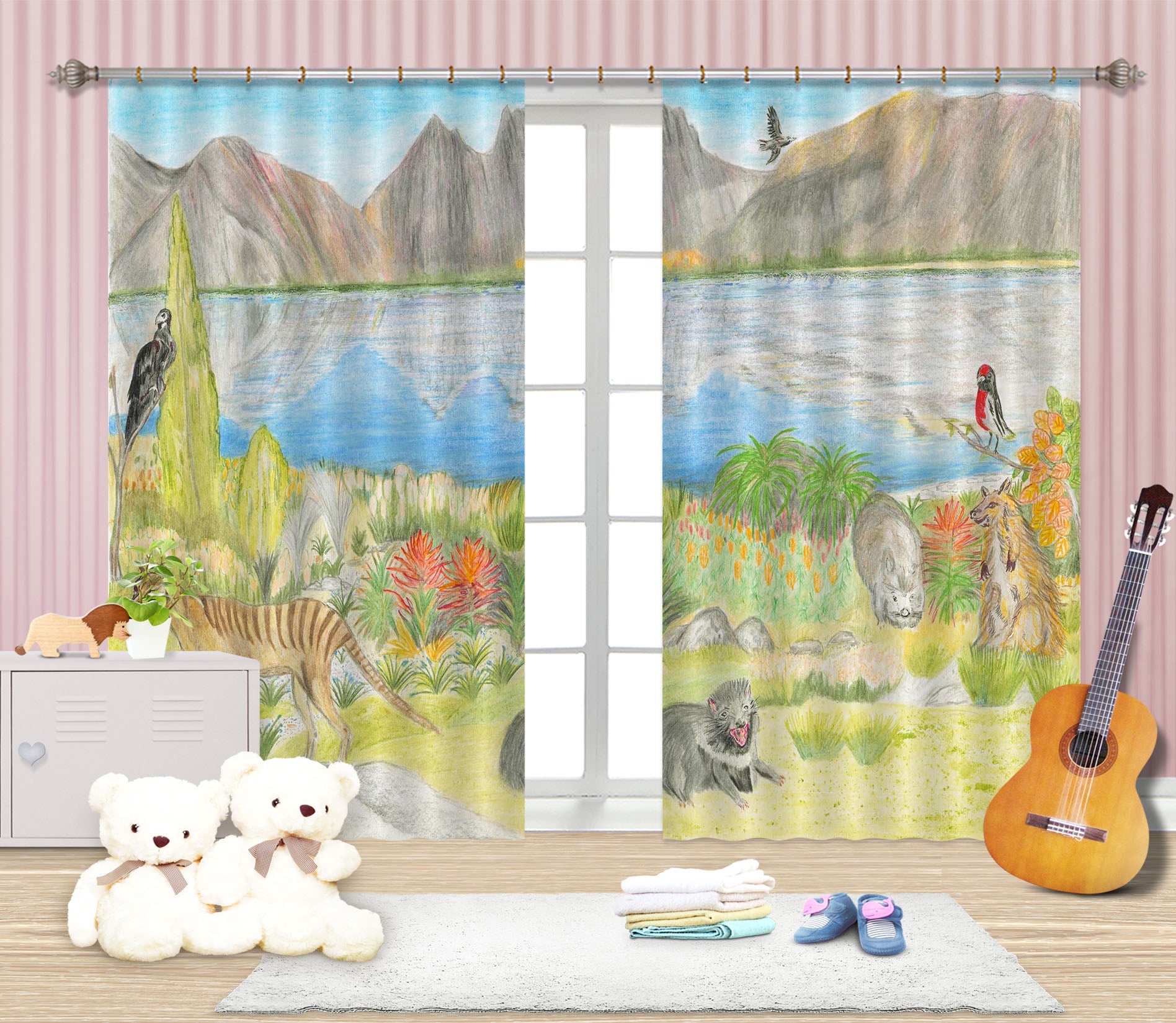 3D Valley Lake 046 Michael Sewell Curtain Curtains Drapes