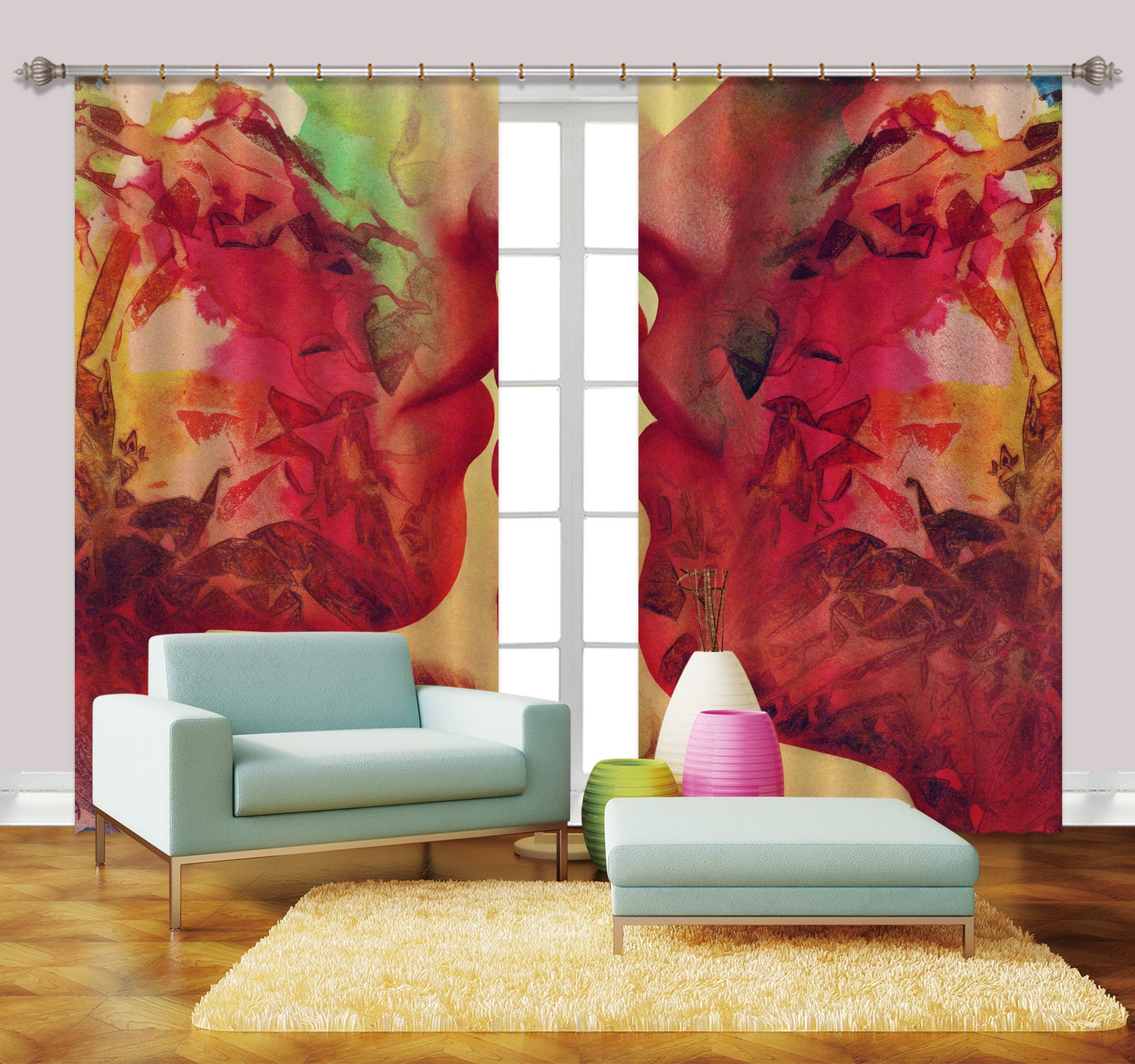 3D Graffiti Love 043 Marco Cavazzana Curtain Curtains Drapes