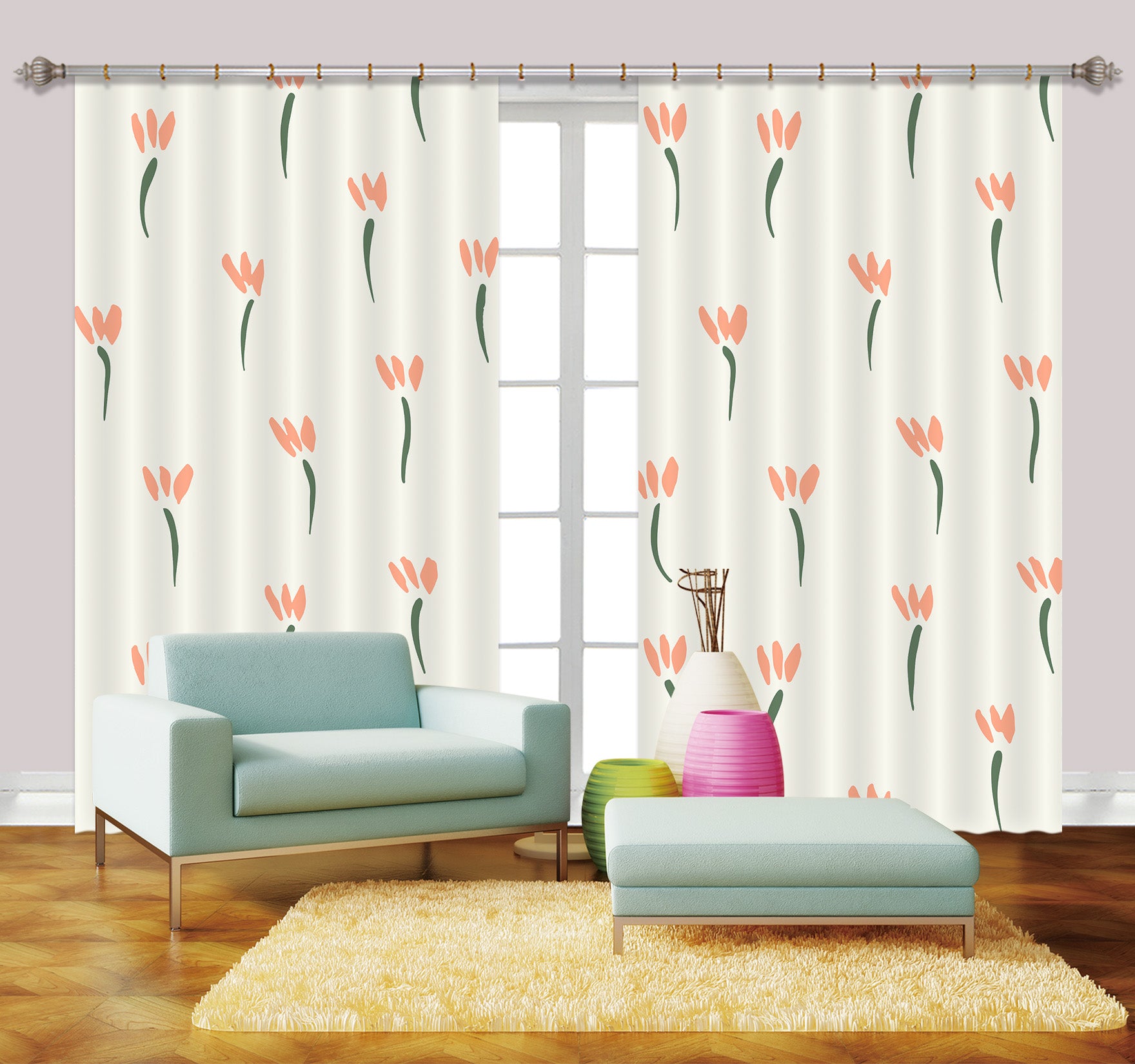 3D Petal Flower Pattern 111123 Kashmira Jayaprakash Curtain Curtains Drapes