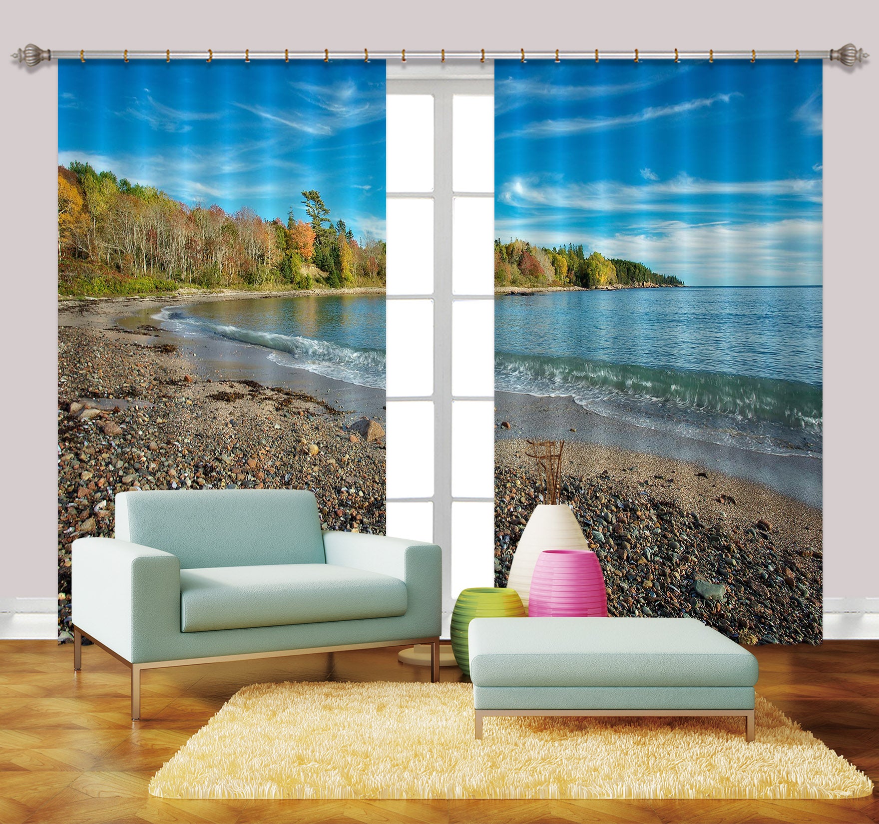 3D Coastline Color 62140 Kathy Barefield Curtain Curtains Drapes