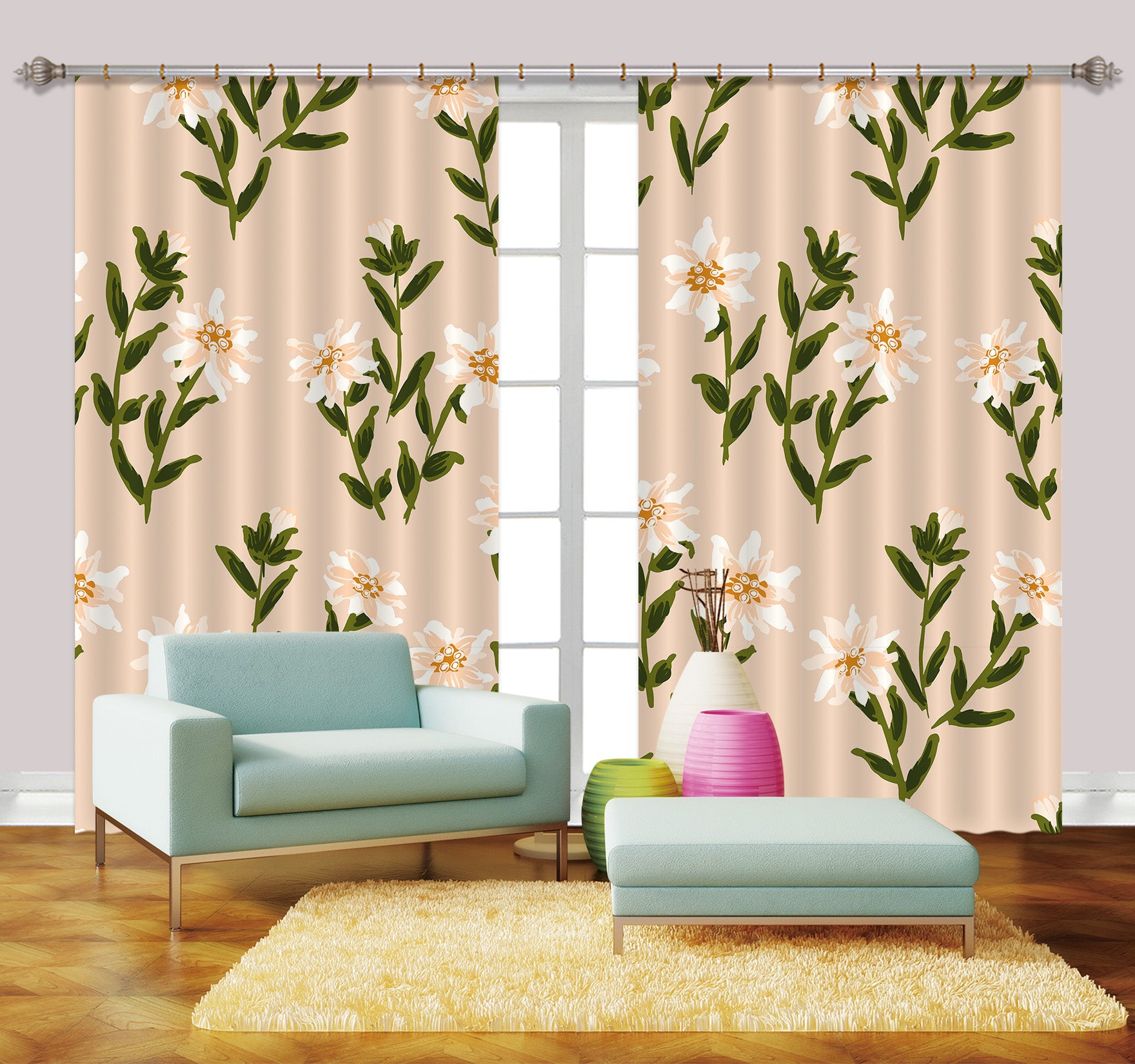 3D Flower Branch Pattern 11160 Kashmira Jayaprakash Curtain Curtains Drapes