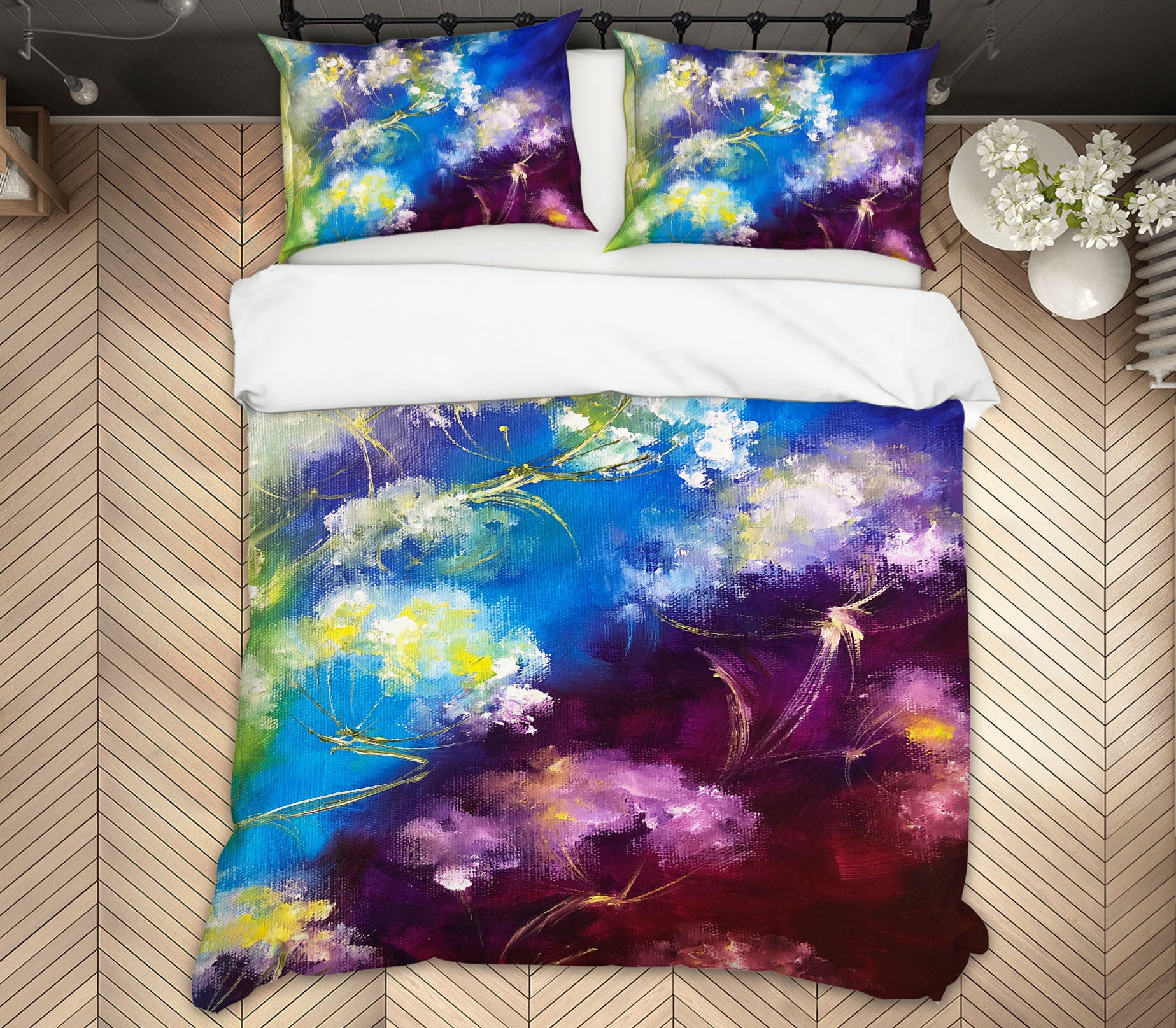 3D Purple Blue Flower 613 Skromova Marina Bedding Bed Pillowcases Quilt
