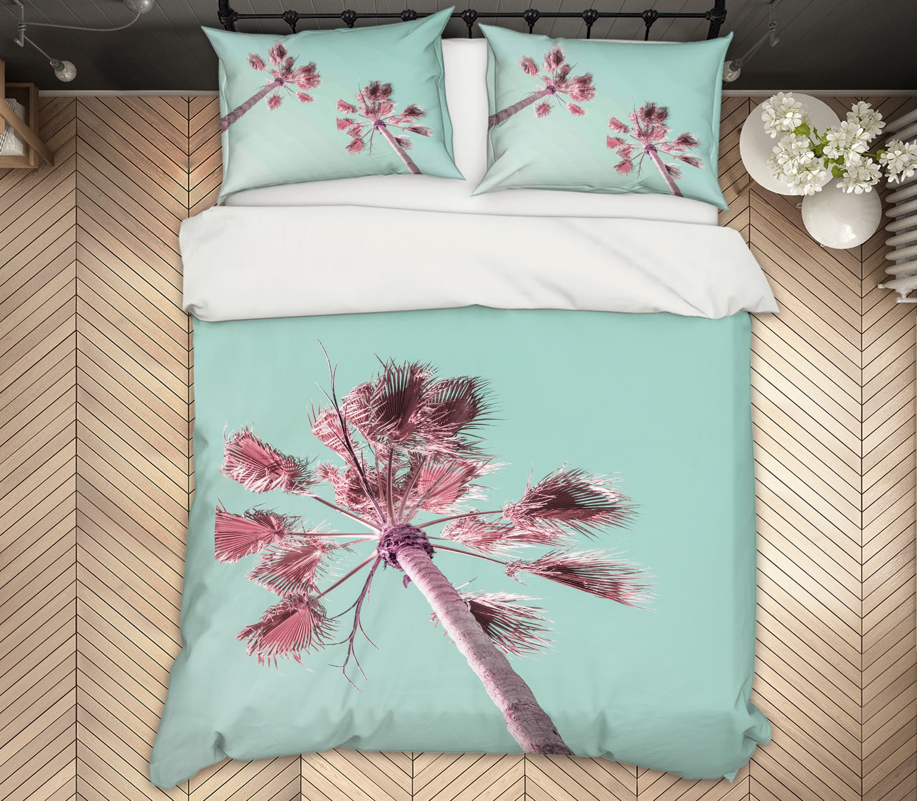 3D Pink Coconut Tree 6951 Assaf Frank Bedding Bed Pillowcases Quilt Cover Duvet Cover