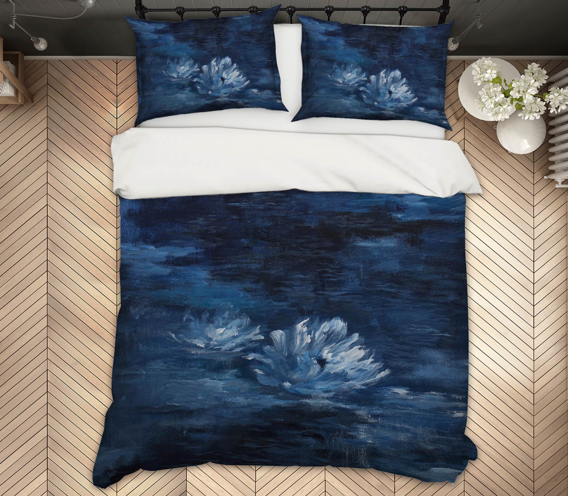 3D Moonlight Lillies 116 Debi Coules Bedding Bed Pillowcases Quilt