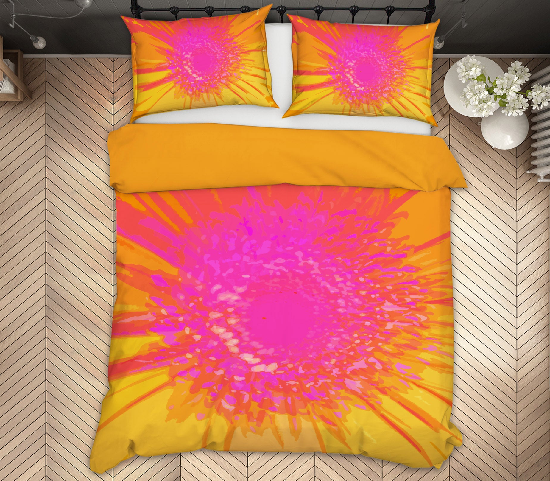 3D Pink Orange Flower 19146 Shandra Smith Bedding Bed Pillowcases Quilt