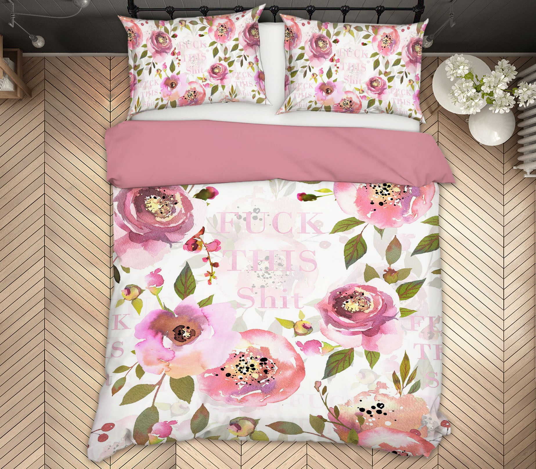 3D Graffiti Pink Flowers 056 Uta Naumann Bedding Bed Pillowcases Quilt