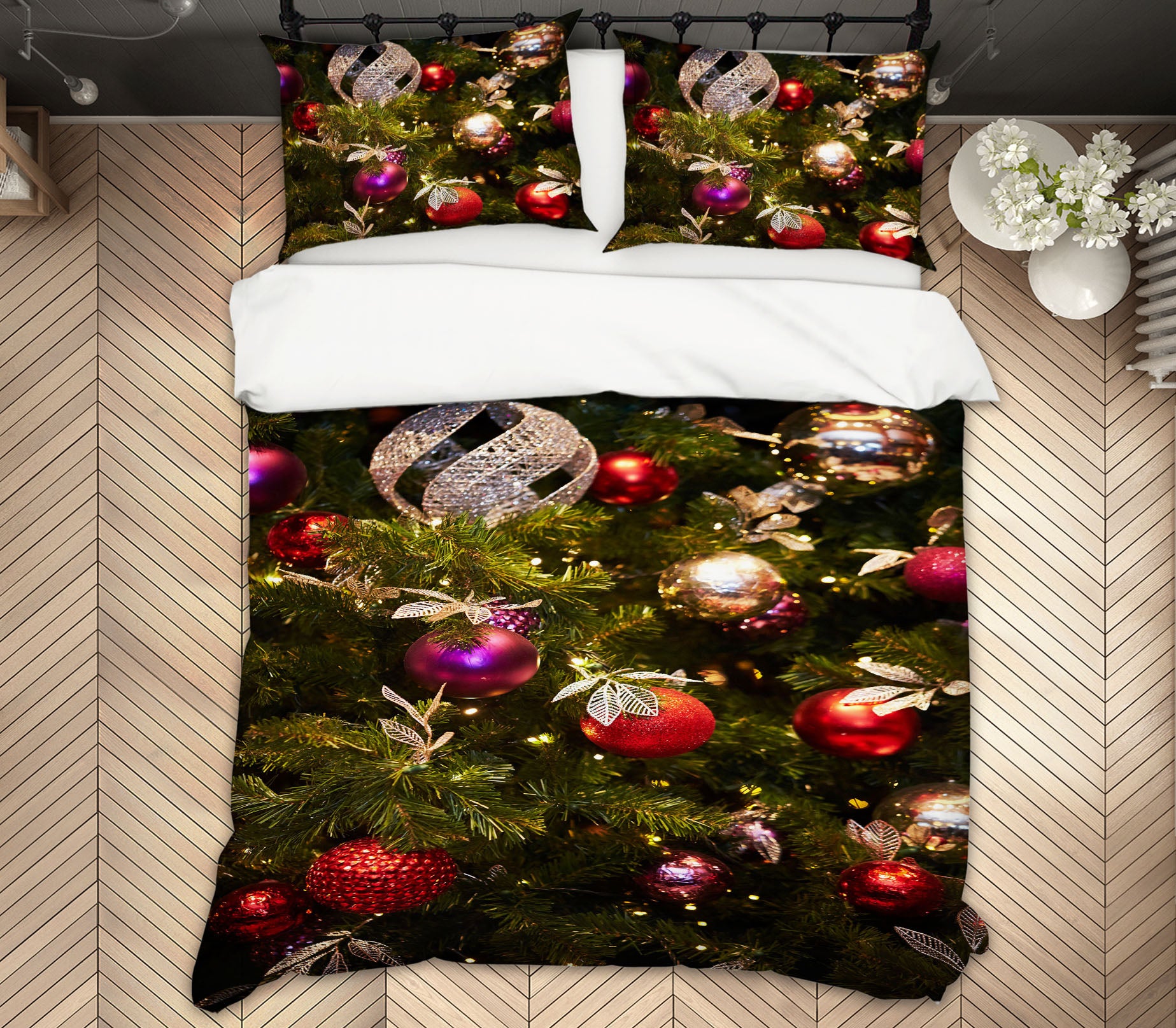 3D Red Ball Pendant 53017 Christmas Quilt Duvet Cover Xmas Bed Pillowcases
