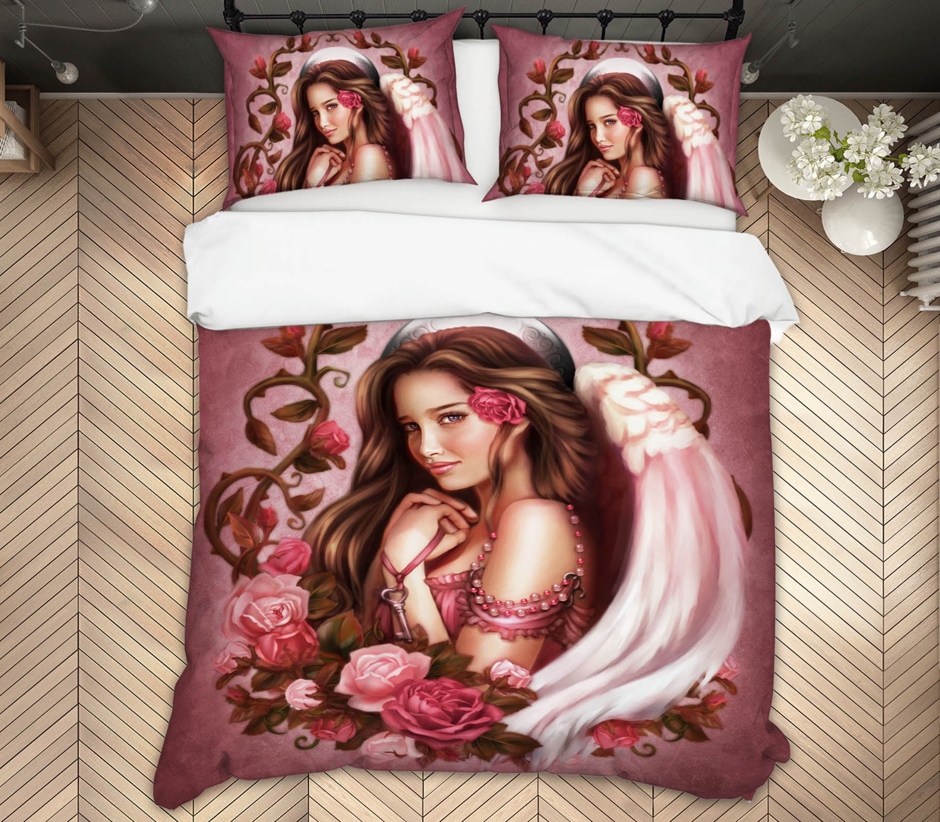 3D Pink Rose Woman 8845 Brigid Ashwood Bedding Bed Pillowcases Quilt Cover Duvet Cover