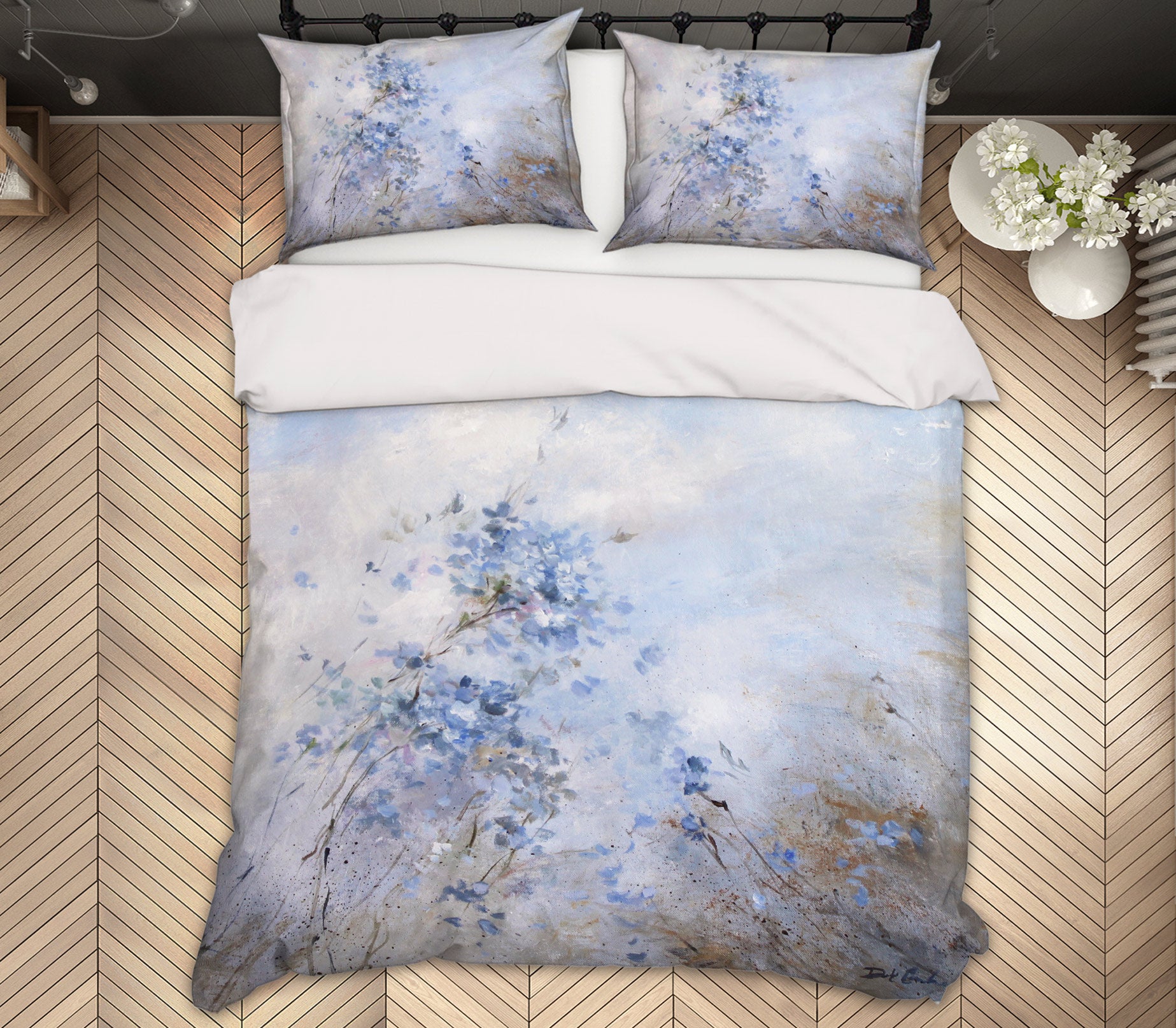 3D Blue Floral 2140 Debi Coules Bedding Bed Pillowcases Quilt