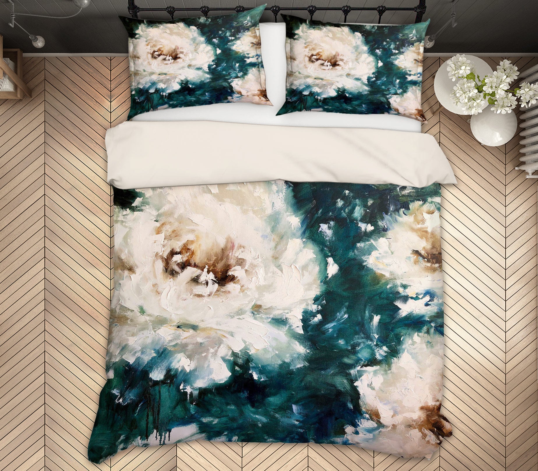3D White Flower 473 Skromova Marina Bedding Bed Pillowcases Quilt