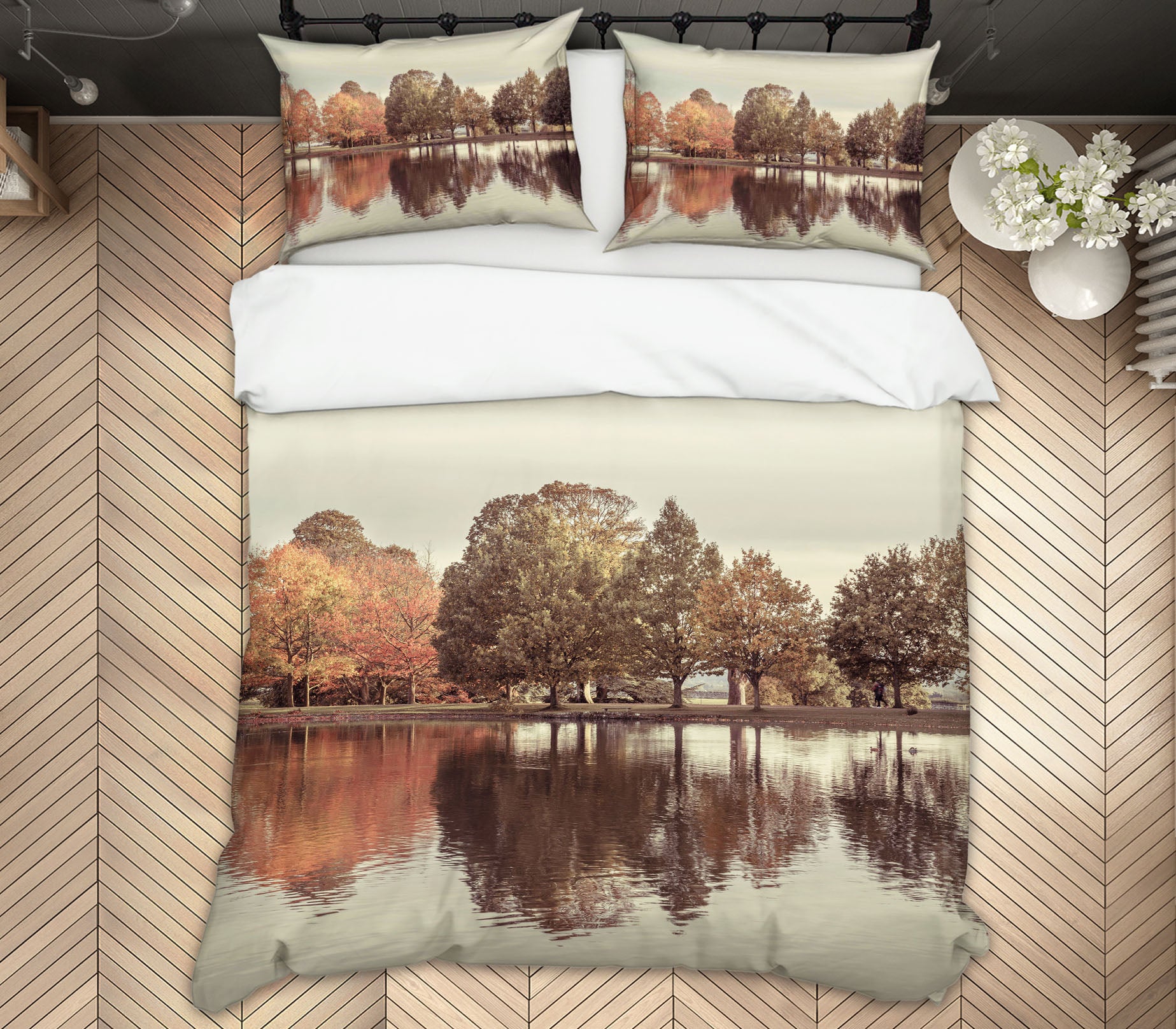 3D Lake Tree Shadow 8656 Assaf Frank Bedding Bed Pillowcases Quilt