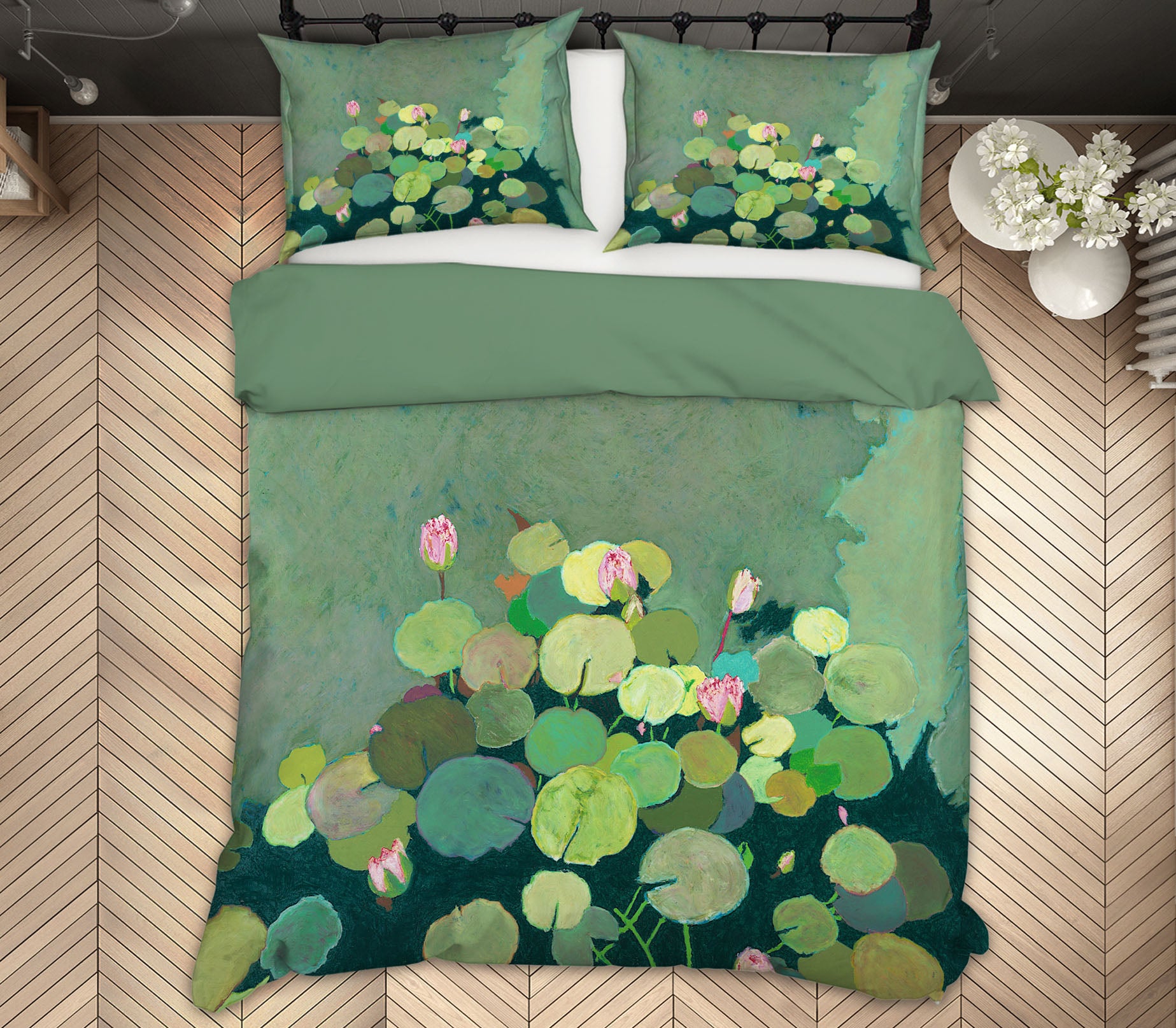 3D Lotus Leaf Pond 1155 Allan P. Friedlander Bedding Bed Pillowcases Quilt