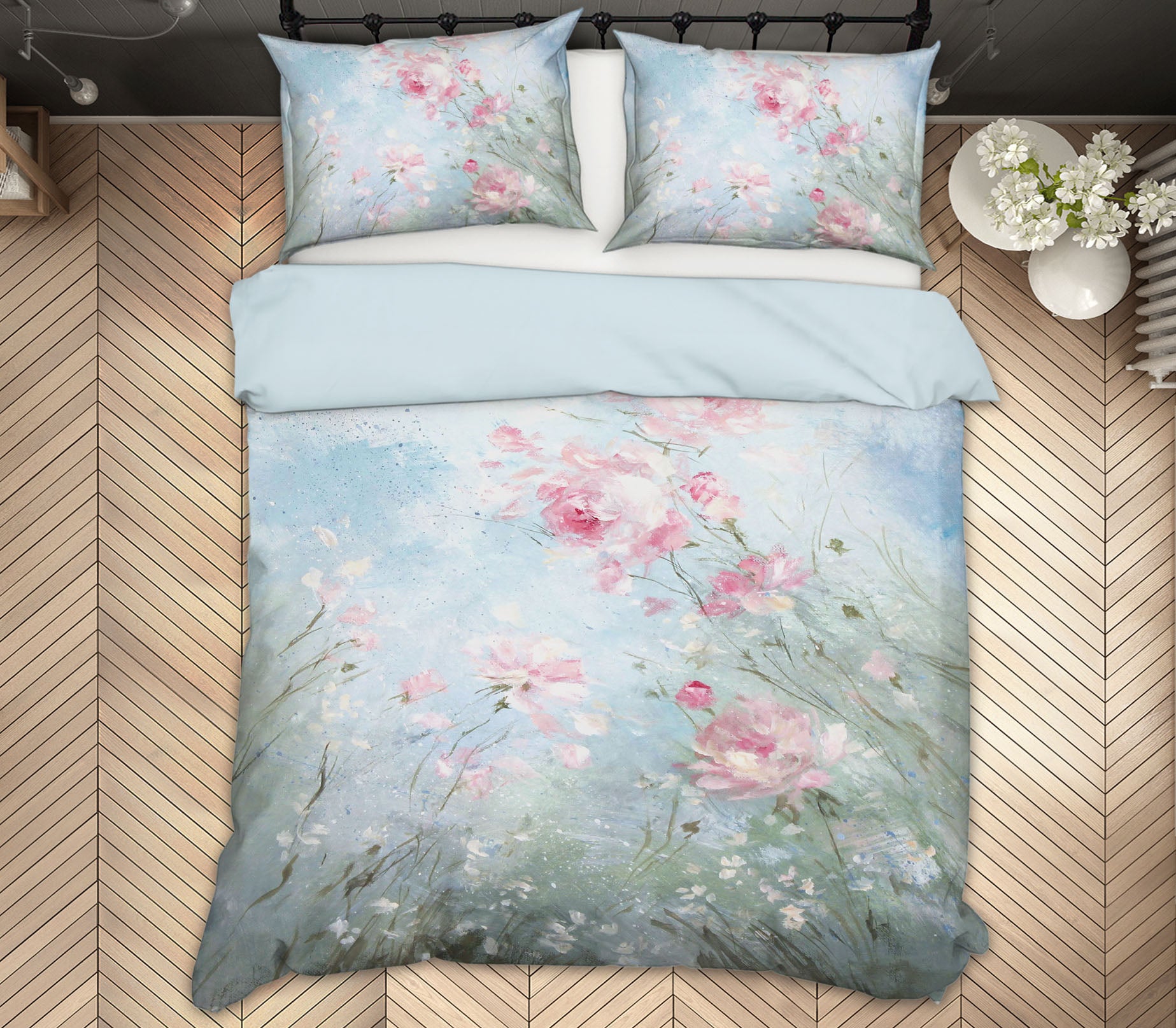 3D Pink Flowers 021 Debi Coules Bedding Bed Pillowcases Quilt